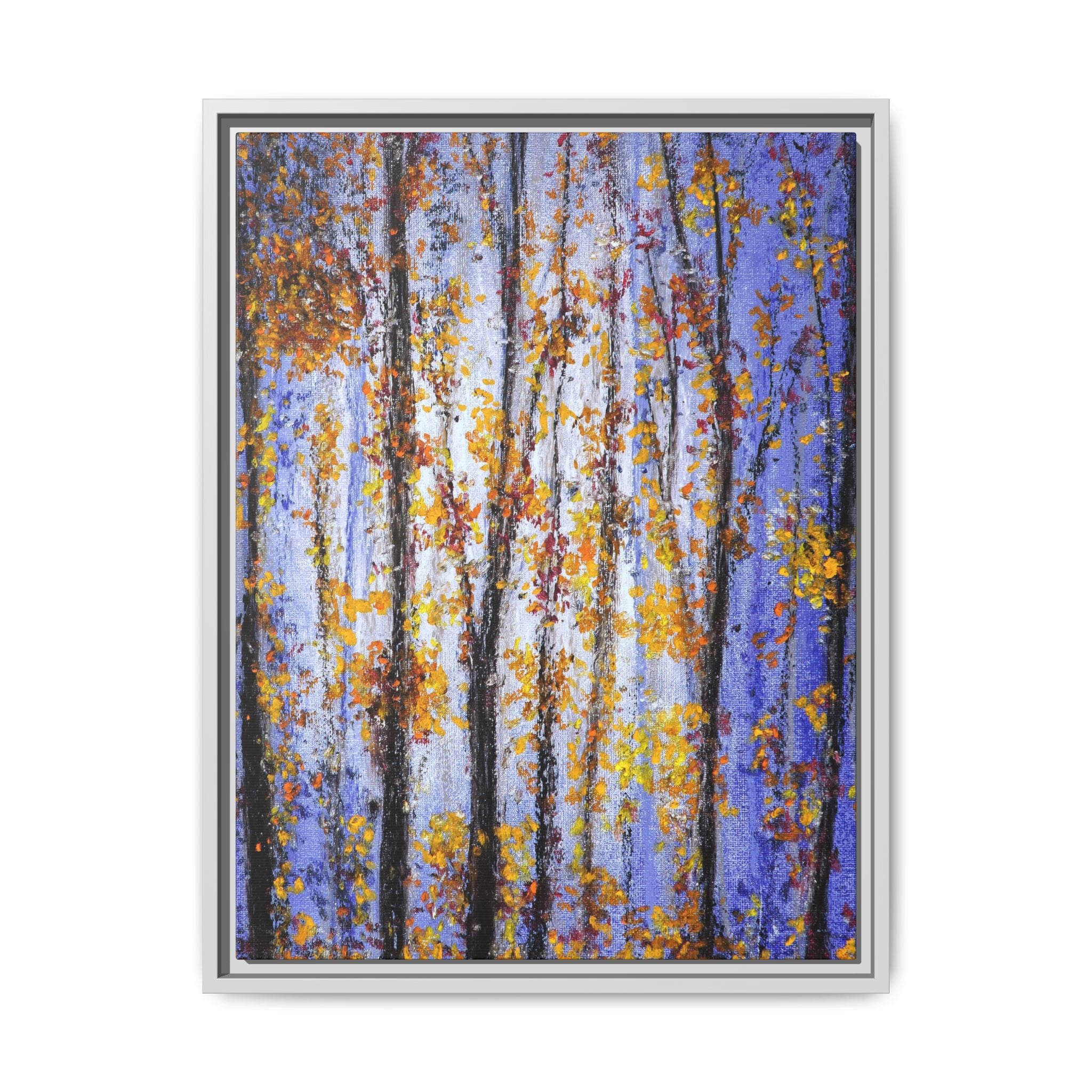Framed Matte Canvas Art – Autumn Aspen Trees Wall Print