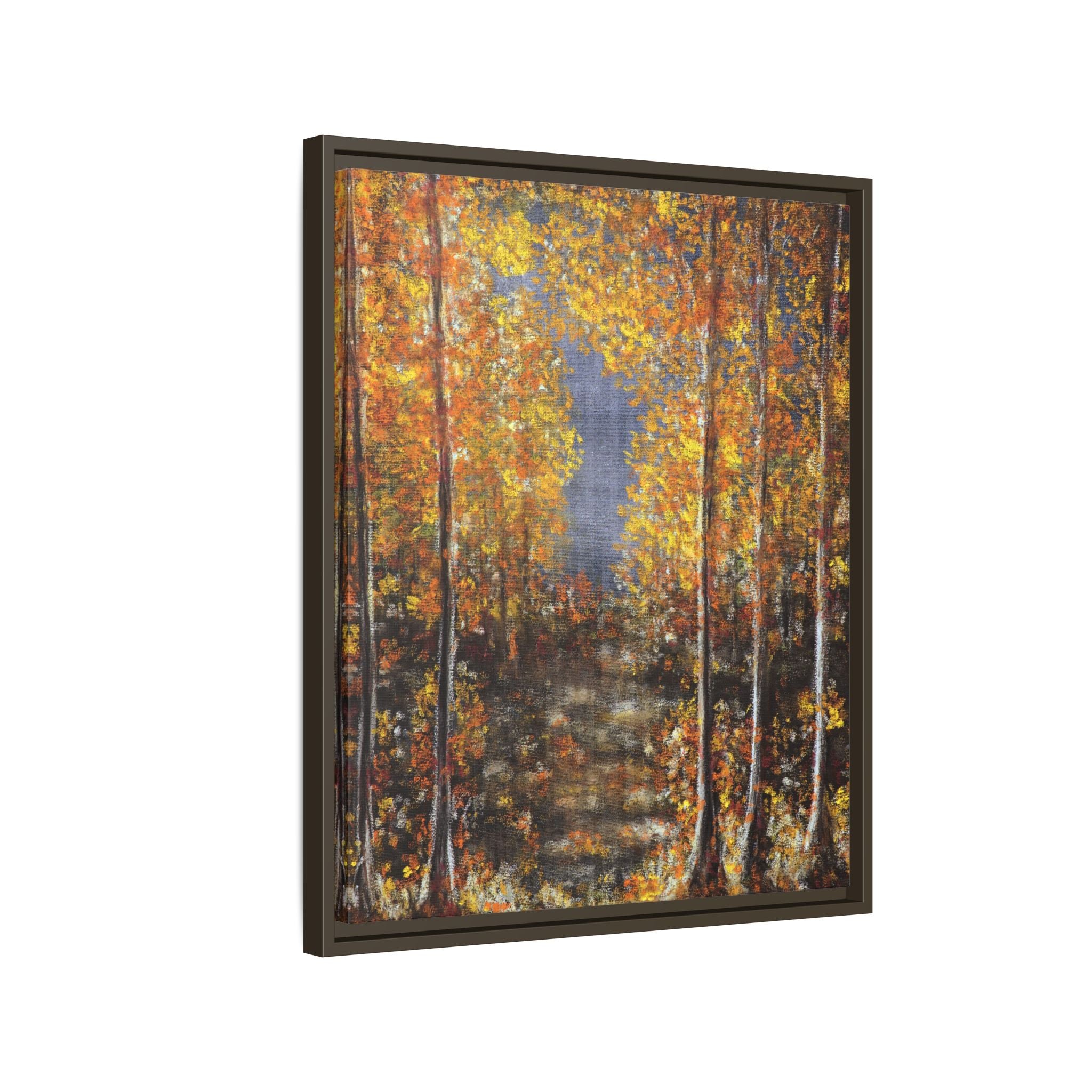 Framed Canvas Art - Autumn Forest Trees Landscape