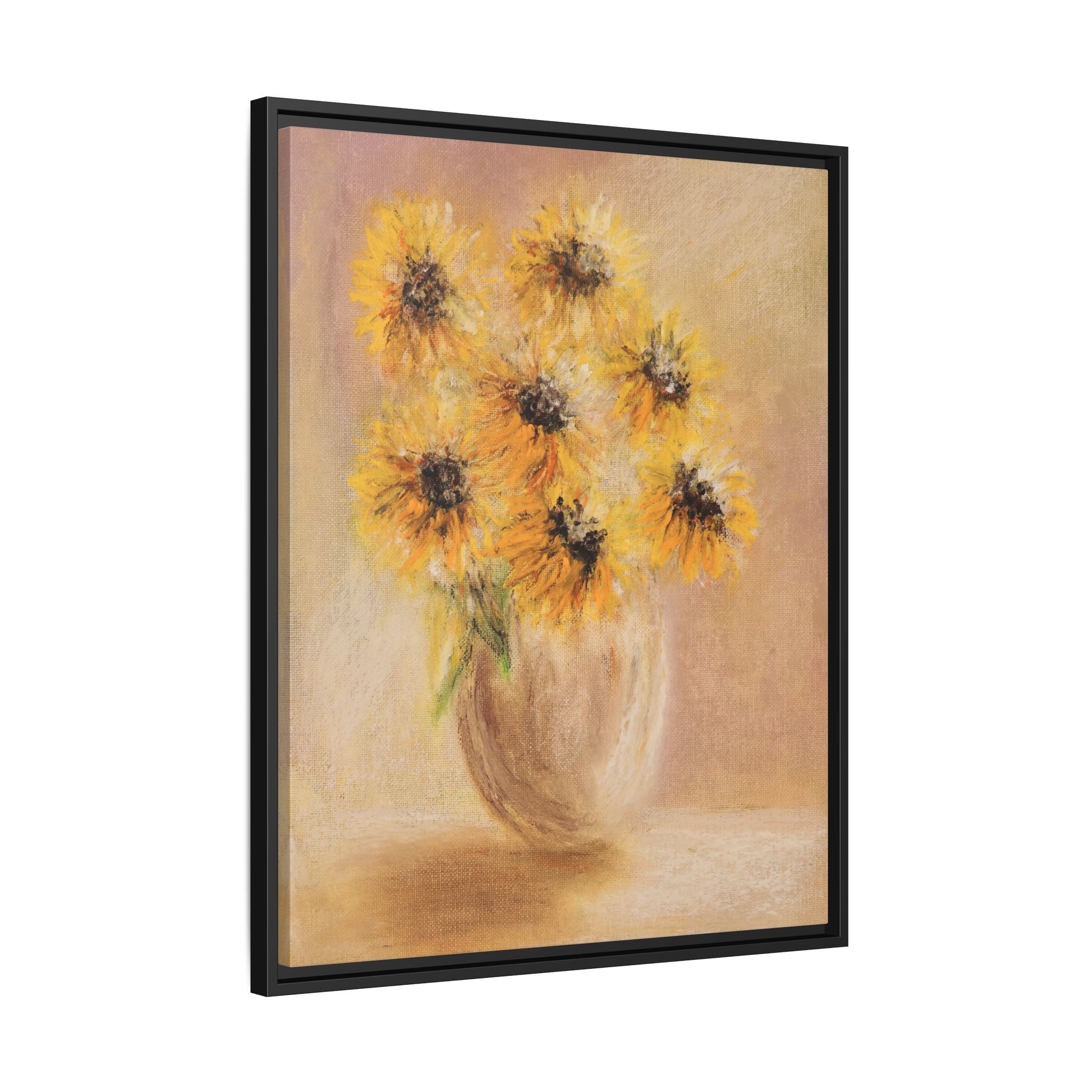 Framed Sunflower Vase — Matte Canvas Wall Art
