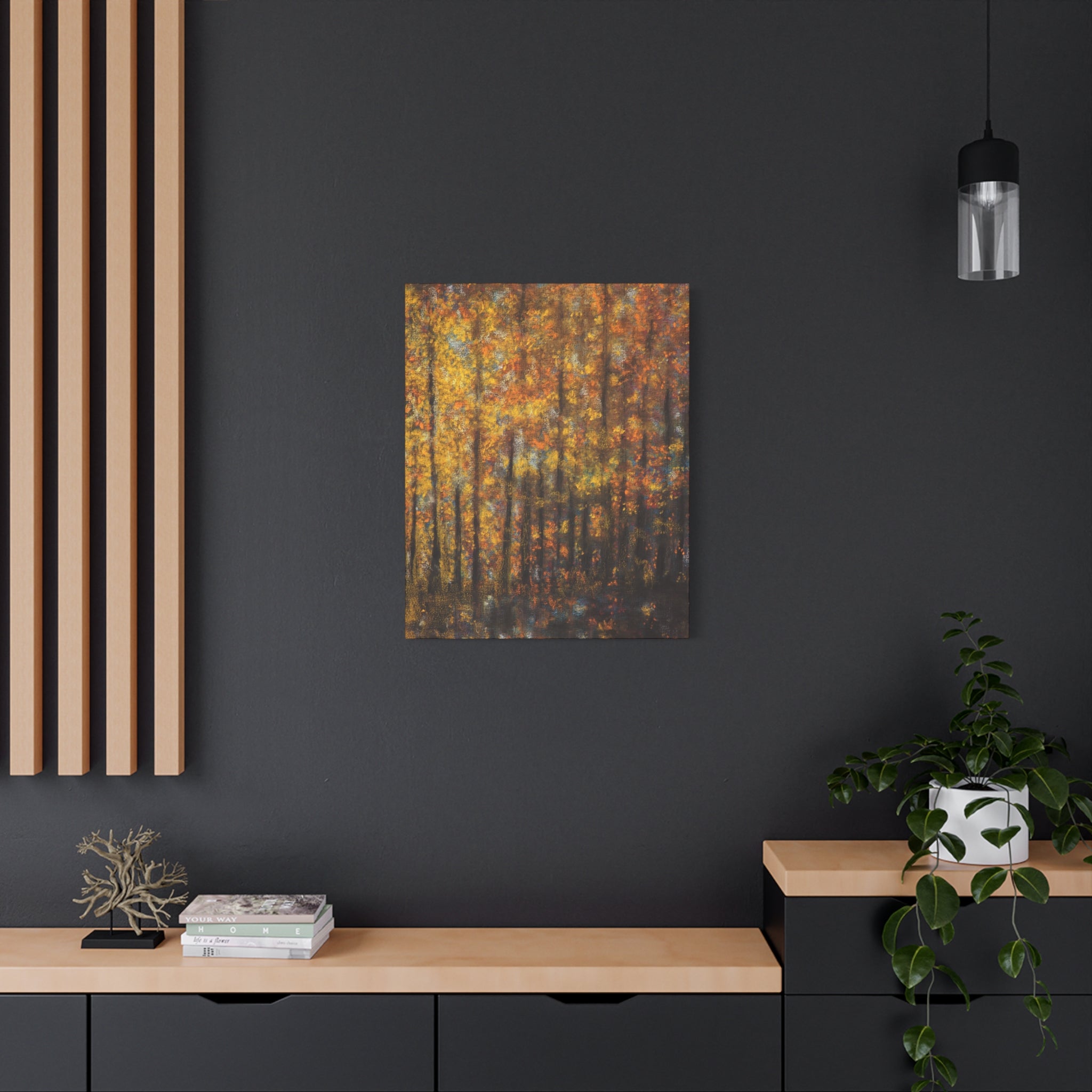 Autumn Forest Matte Canvas Wall Art – Golden Fall Trees