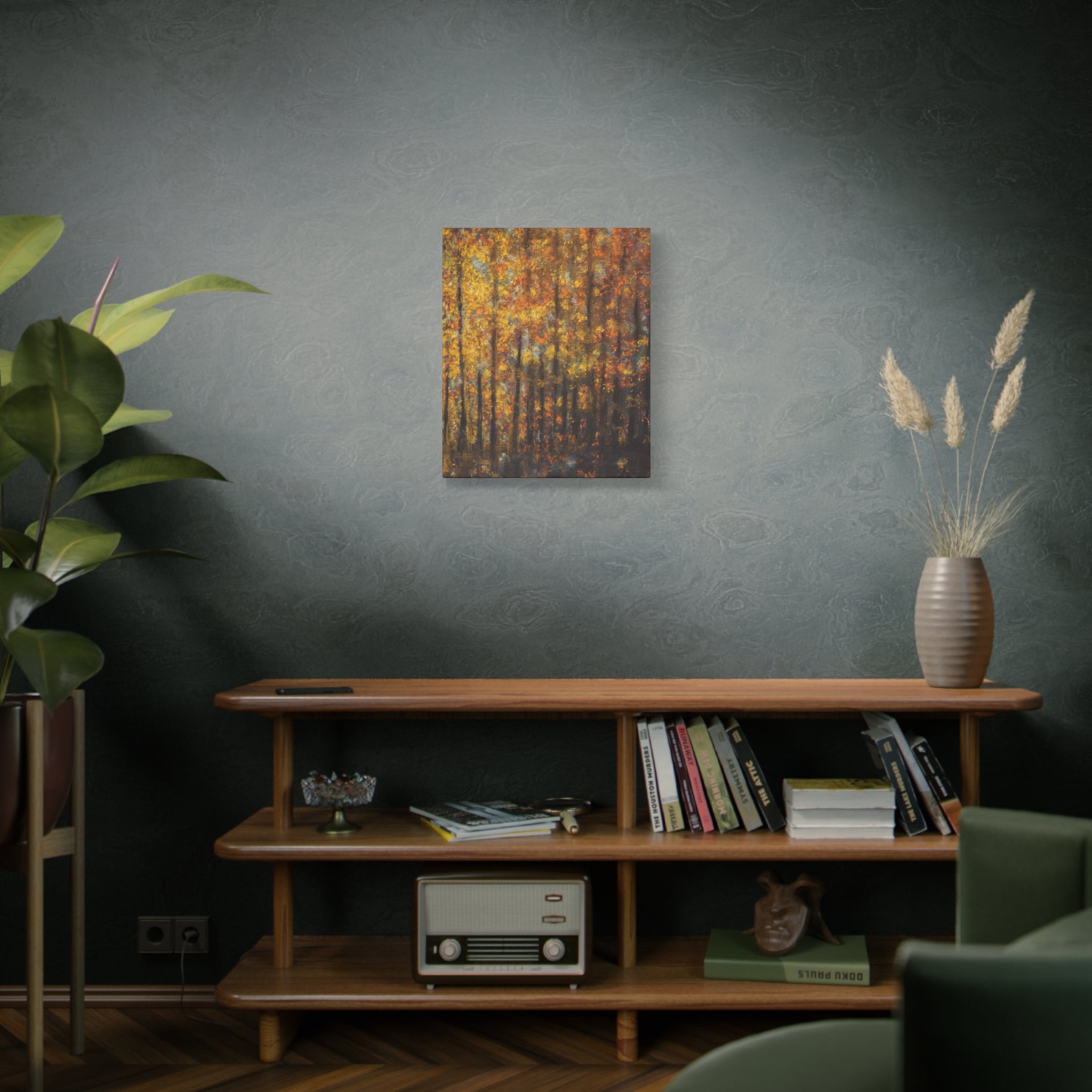 Autumn Forest Matte Canvas Wall Art – Golden Fall Trees