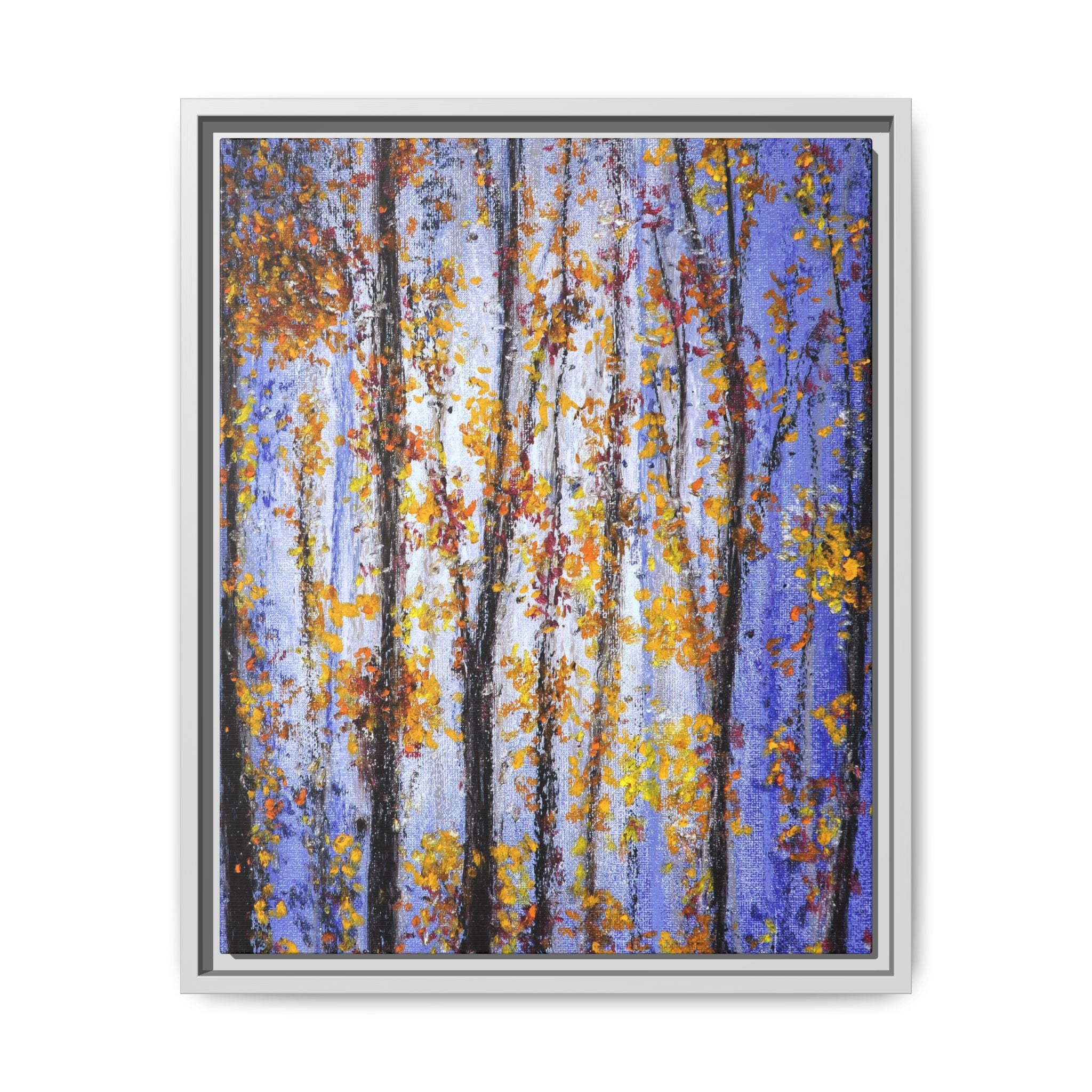 Framed Matte Canvas Art – Autumn Aspen Trees Wall Print