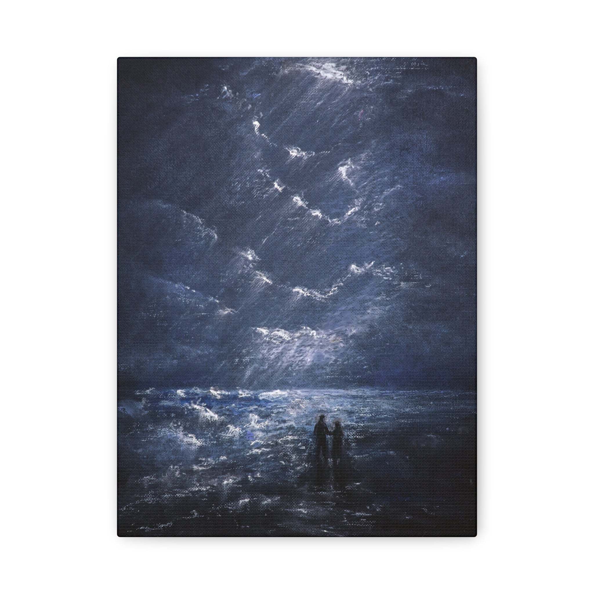 Couple on Shore at Night, Matte Stretched Wall Decor
