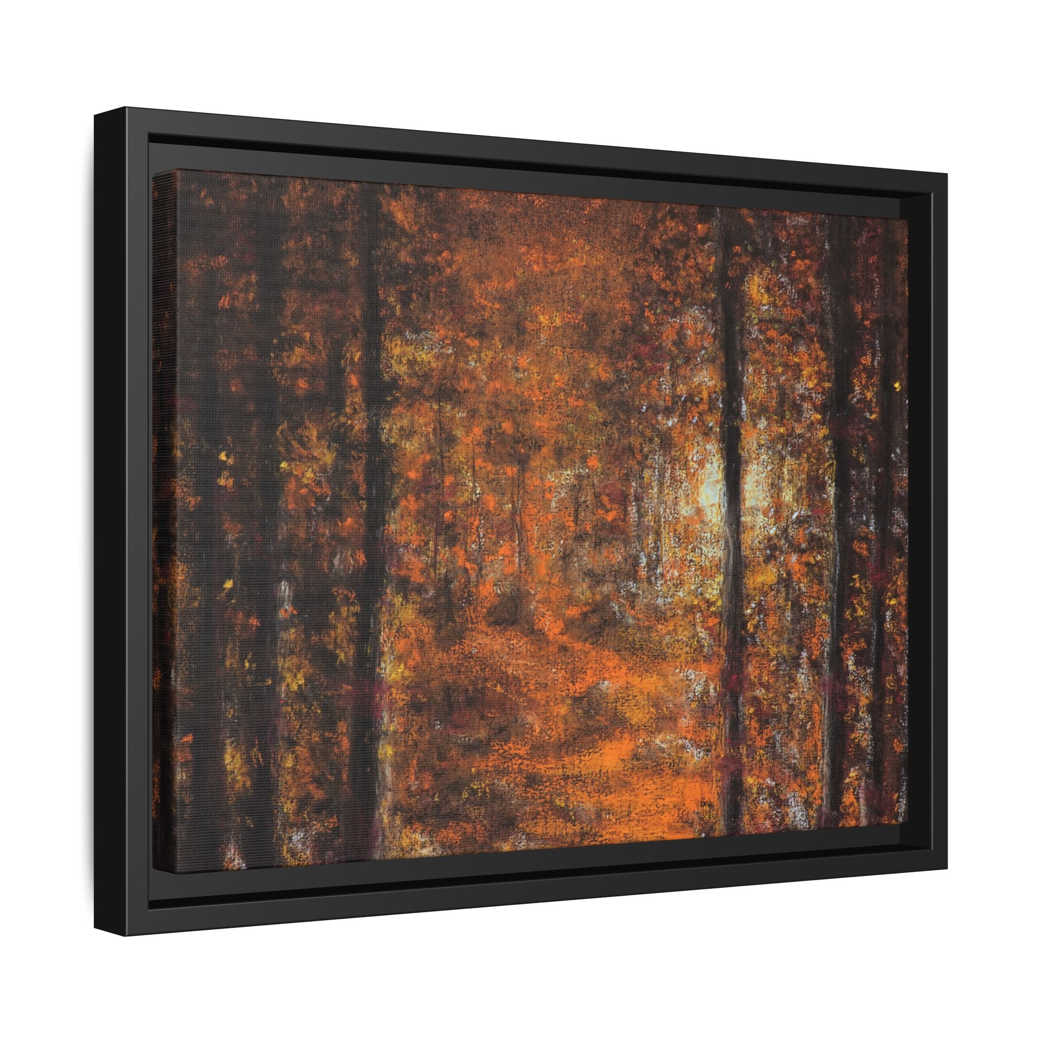 Autumn Forest Path Matte Canvas Framed Wall Art
