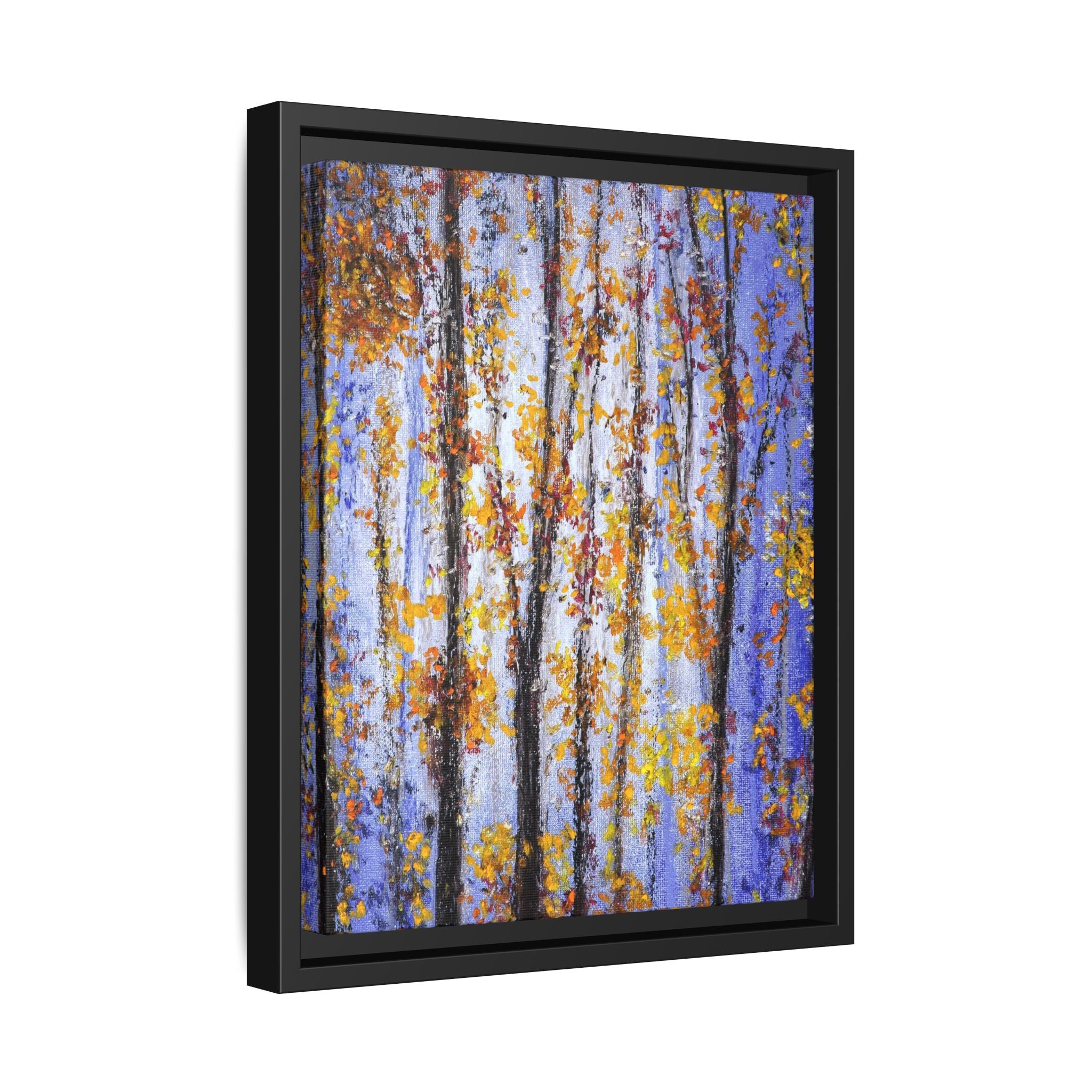 Framed Matte Canvas Art – Autumn Aspen Trees Wall Print