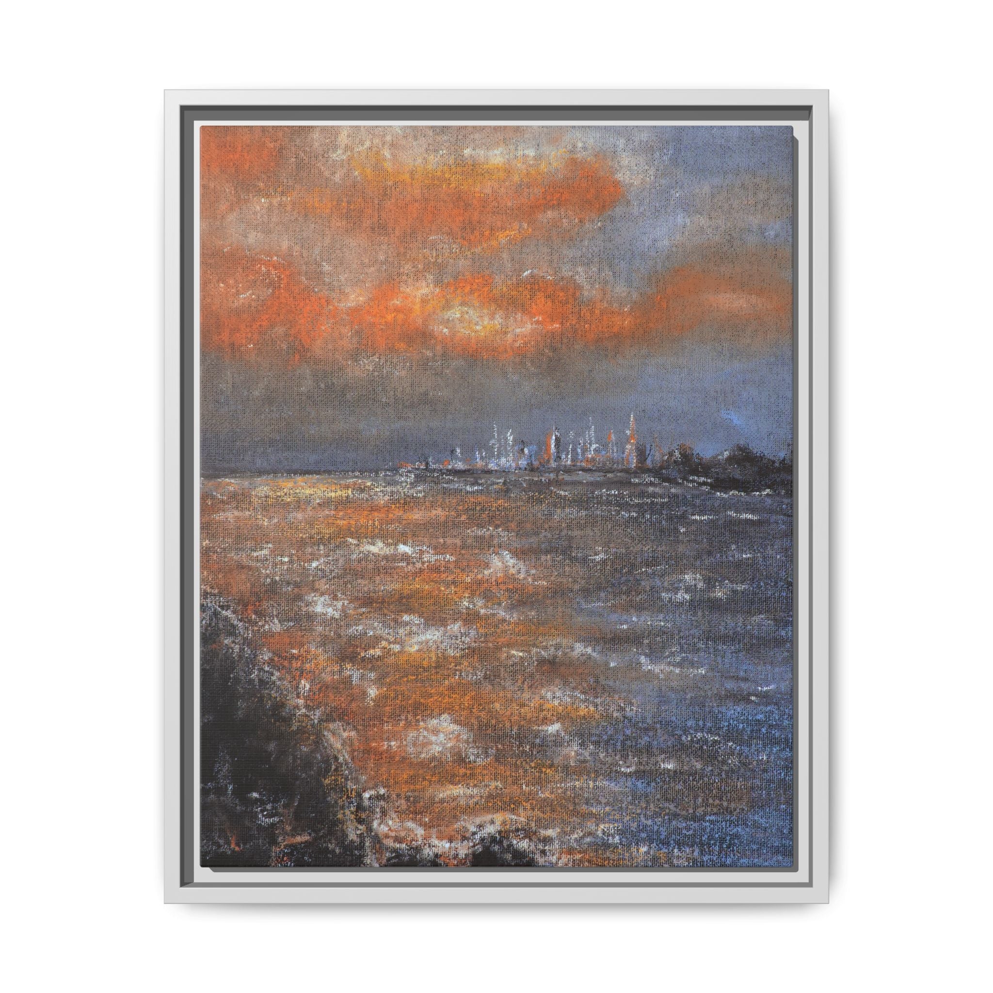 Framed Matte Canvas Print — Coastal Sunset Seascape