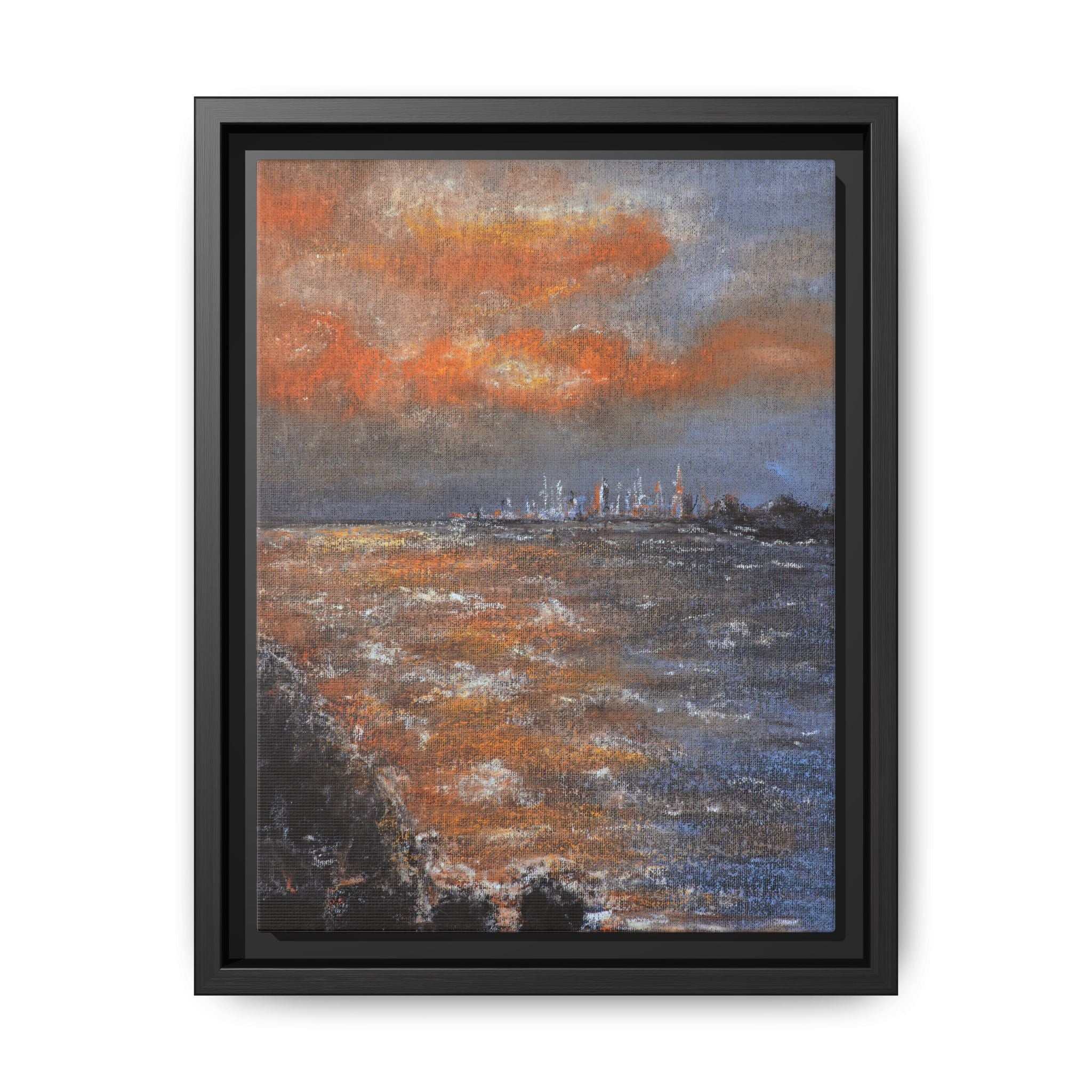 Framed Matte Canvas Print — Coastal Sunset Seascape