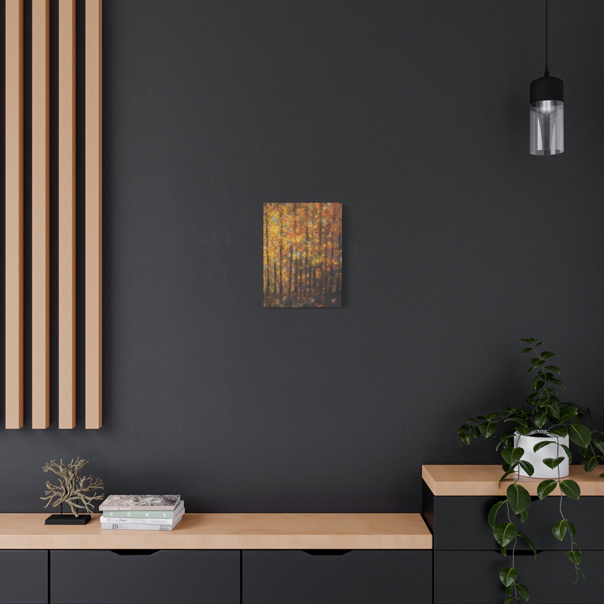 Autumn Forest Matte Canvas Wall Art – Golden Fall Trees