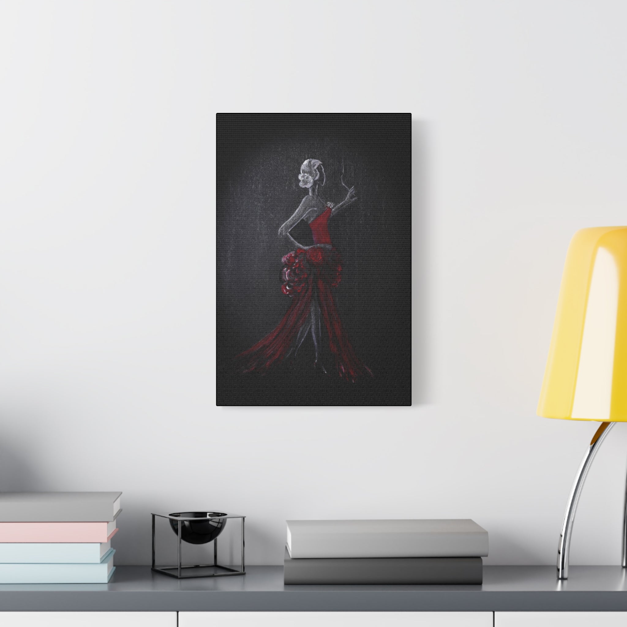 Flamenco Dancer Red Dress Canvas Art — Matte Stretched Wall Painting