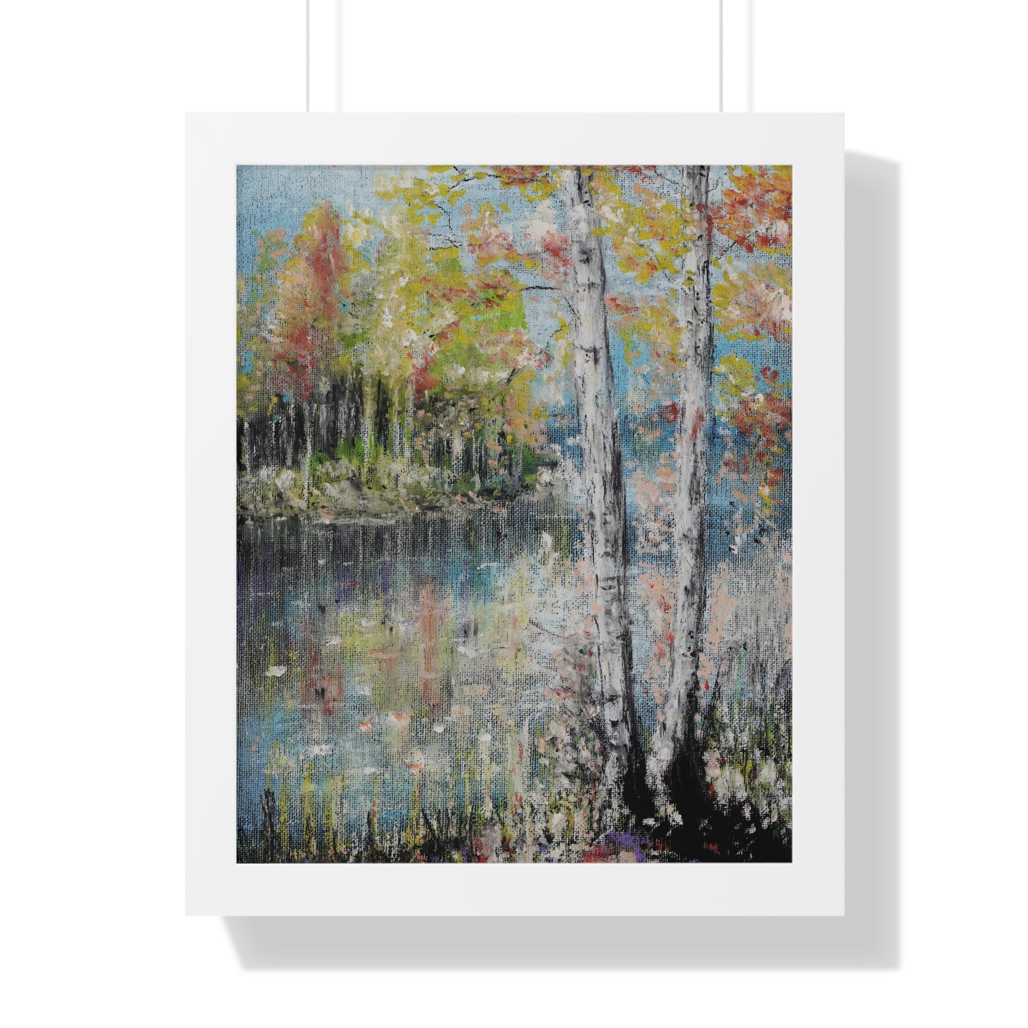 Framed Poster —Trees by the Lake Landscape Art Print