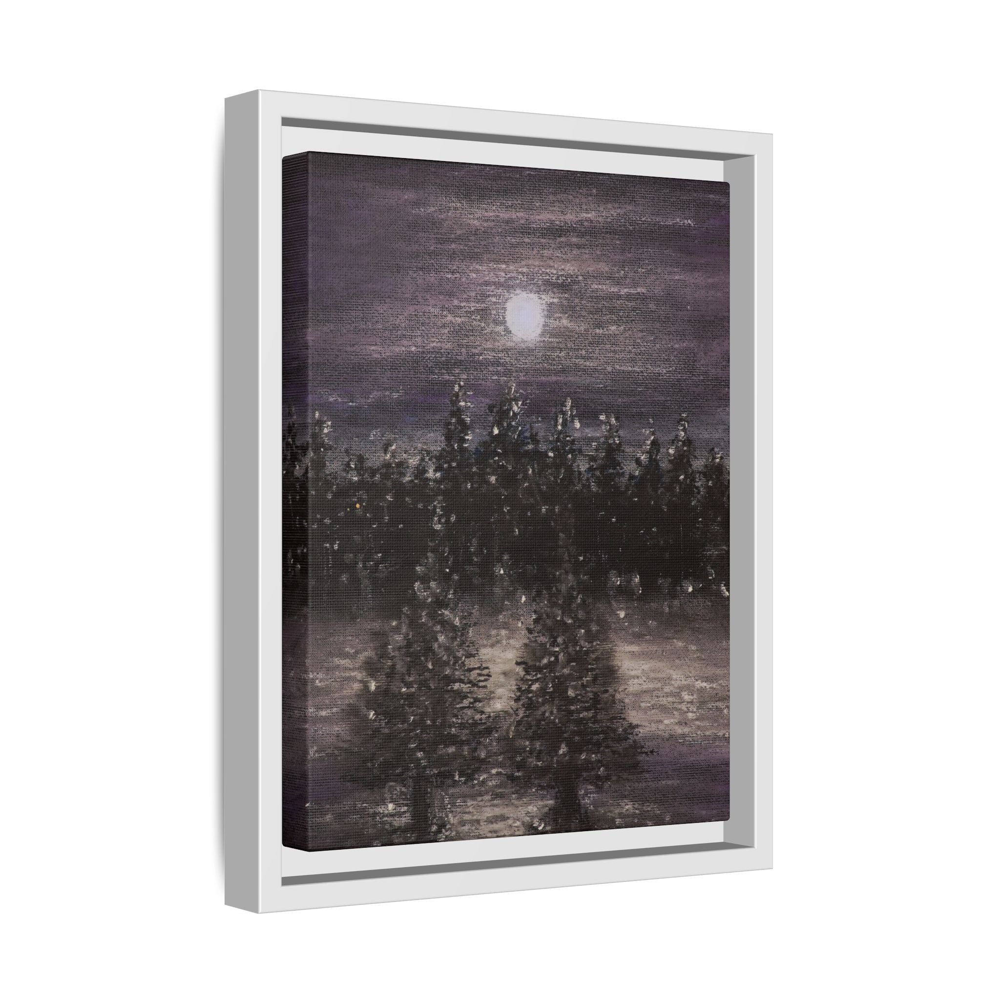 Moonlit Forest Matte Canvas Print — Framed Wall Art