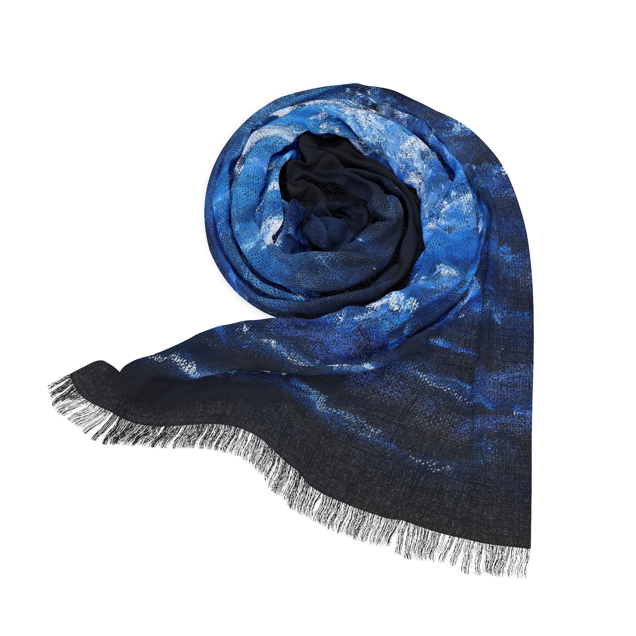 Moonlit White Birds Woven Scarf — Blue Ocean Art Scarf