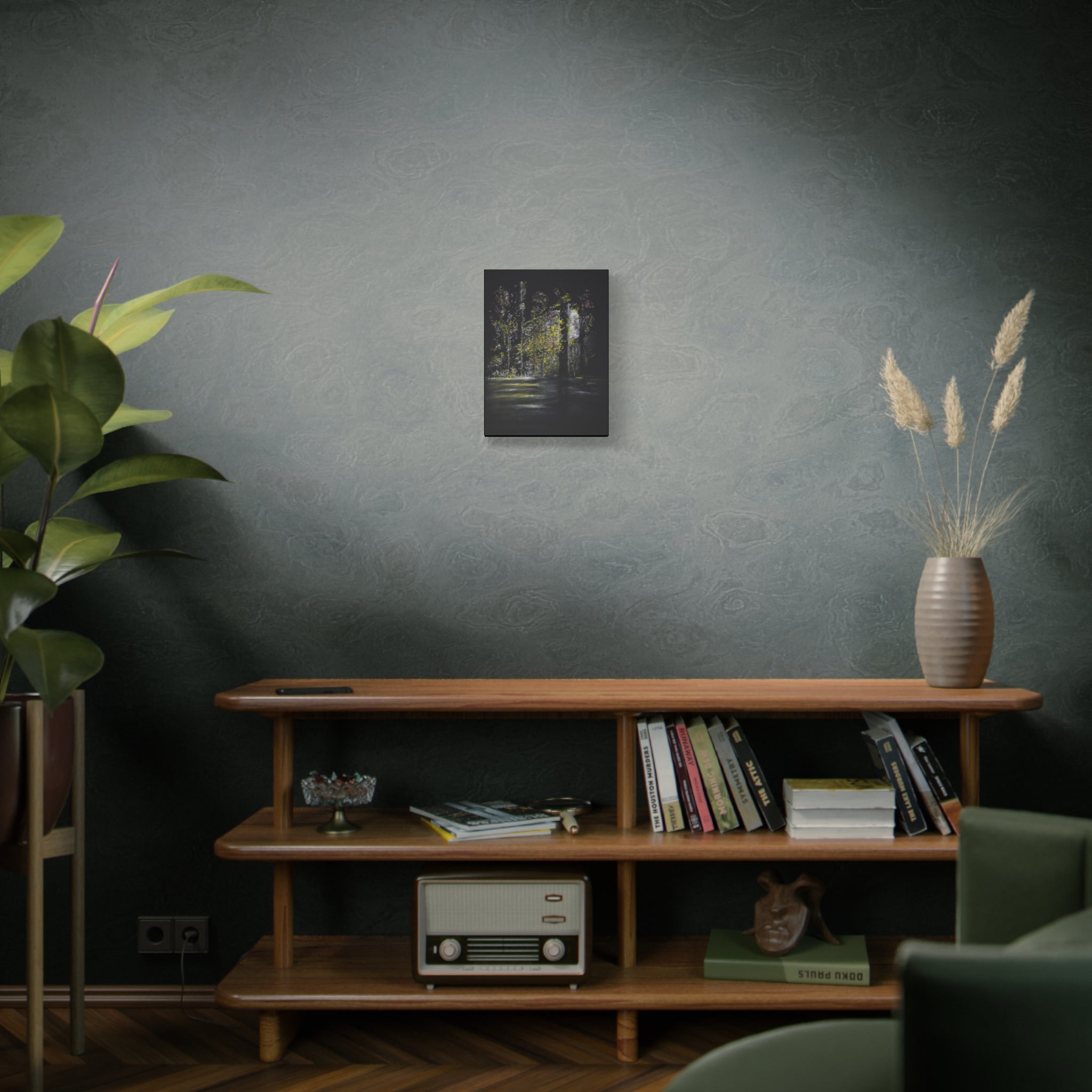 Matte Canvas - Moonlit Forest Landscape Stretched Art Print