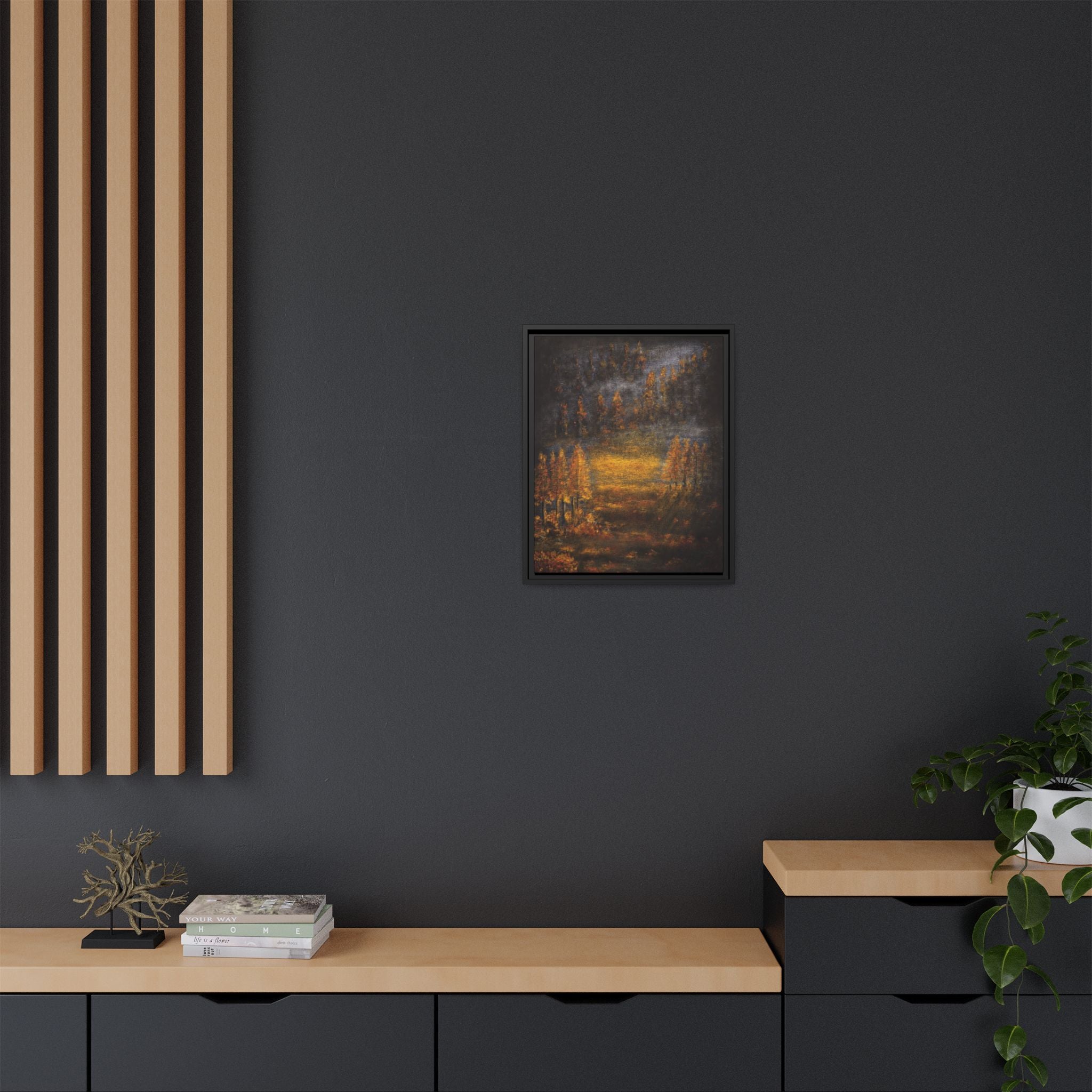 Autumn Glow Landscape - Framed Matte Canvas Wall Art