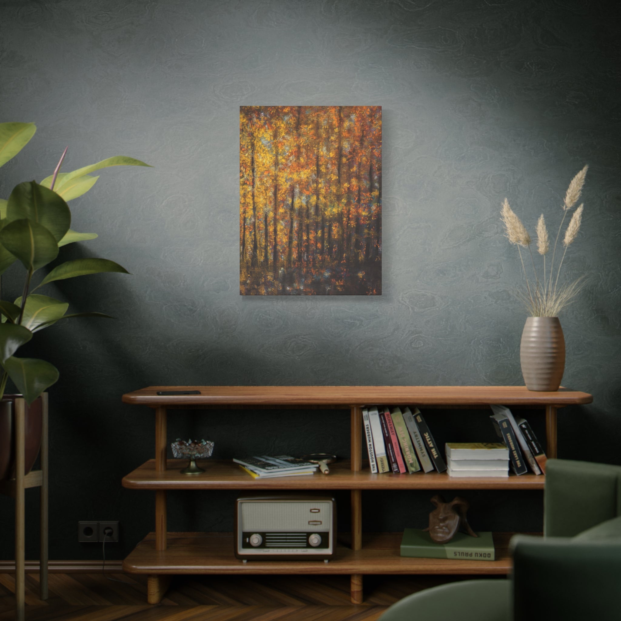 Autumn Forest Matte Canvas Wall Art – Golden Fall Trees