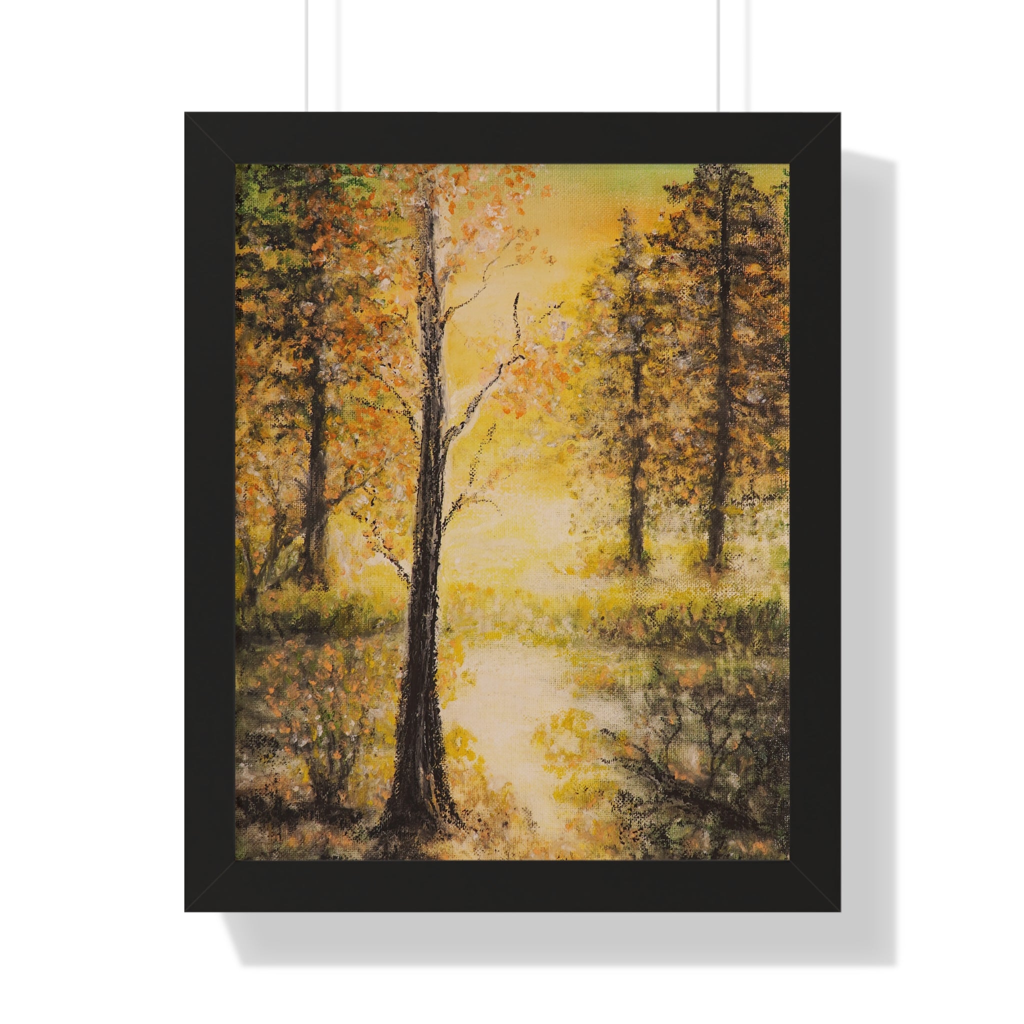 Framed Vertical Poster — Golden Forest Landscape Wall Art