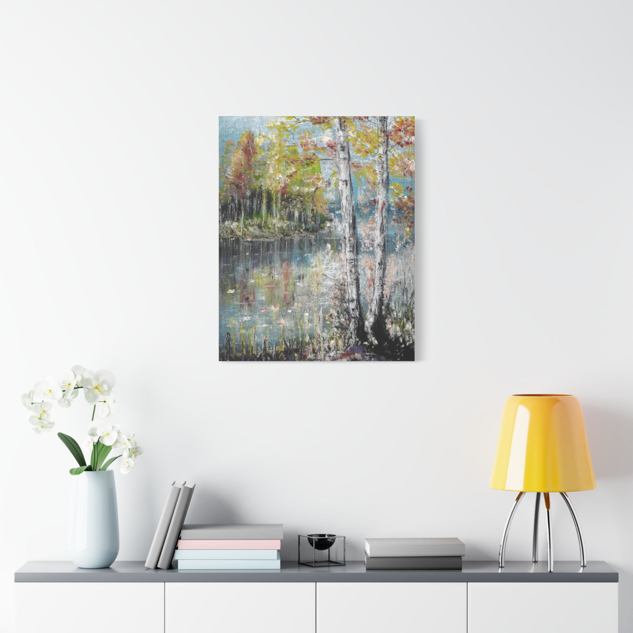 Trees by the Lake – Matte Stretched Canvas Wall Art