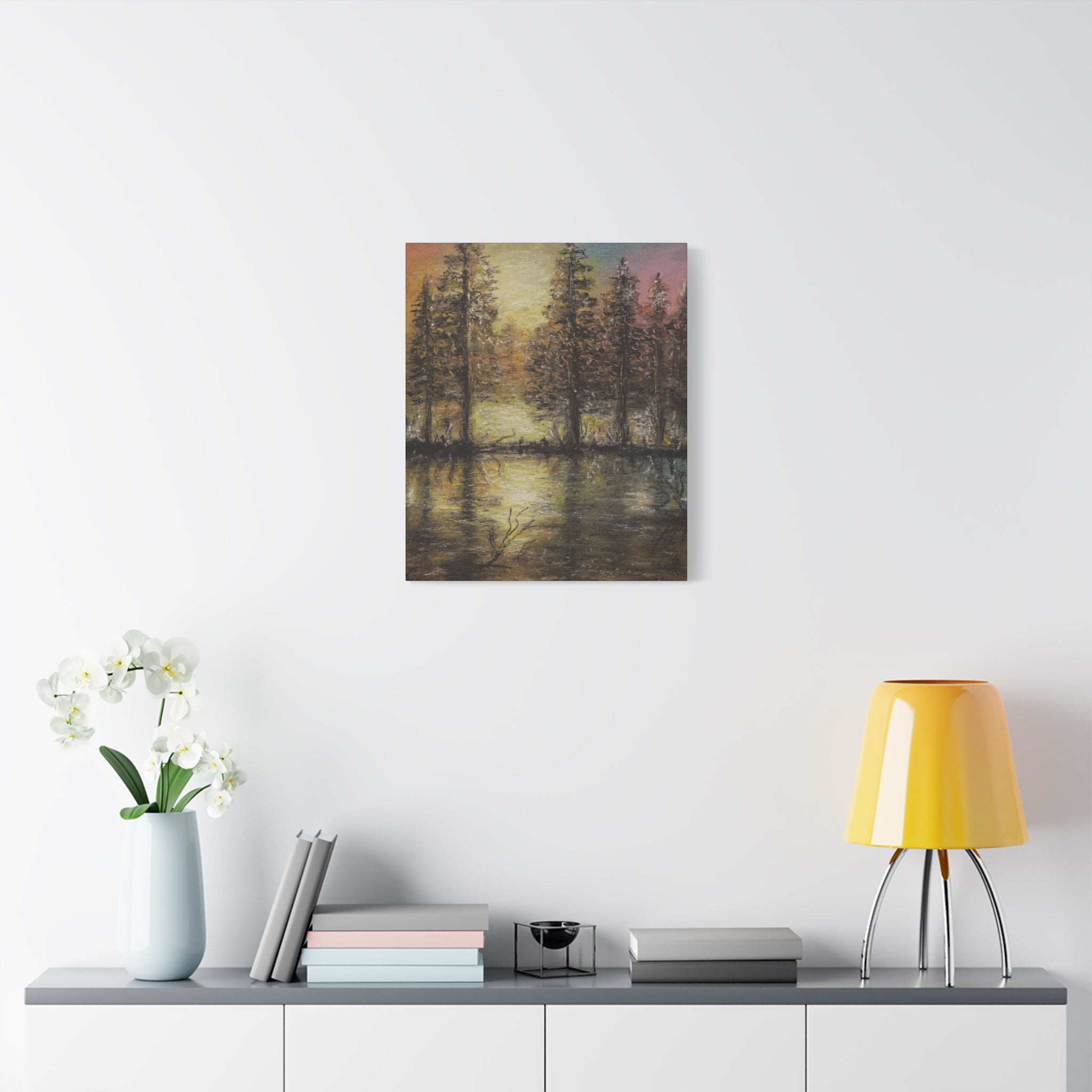 Sunset Forest Reflection Canvas Print