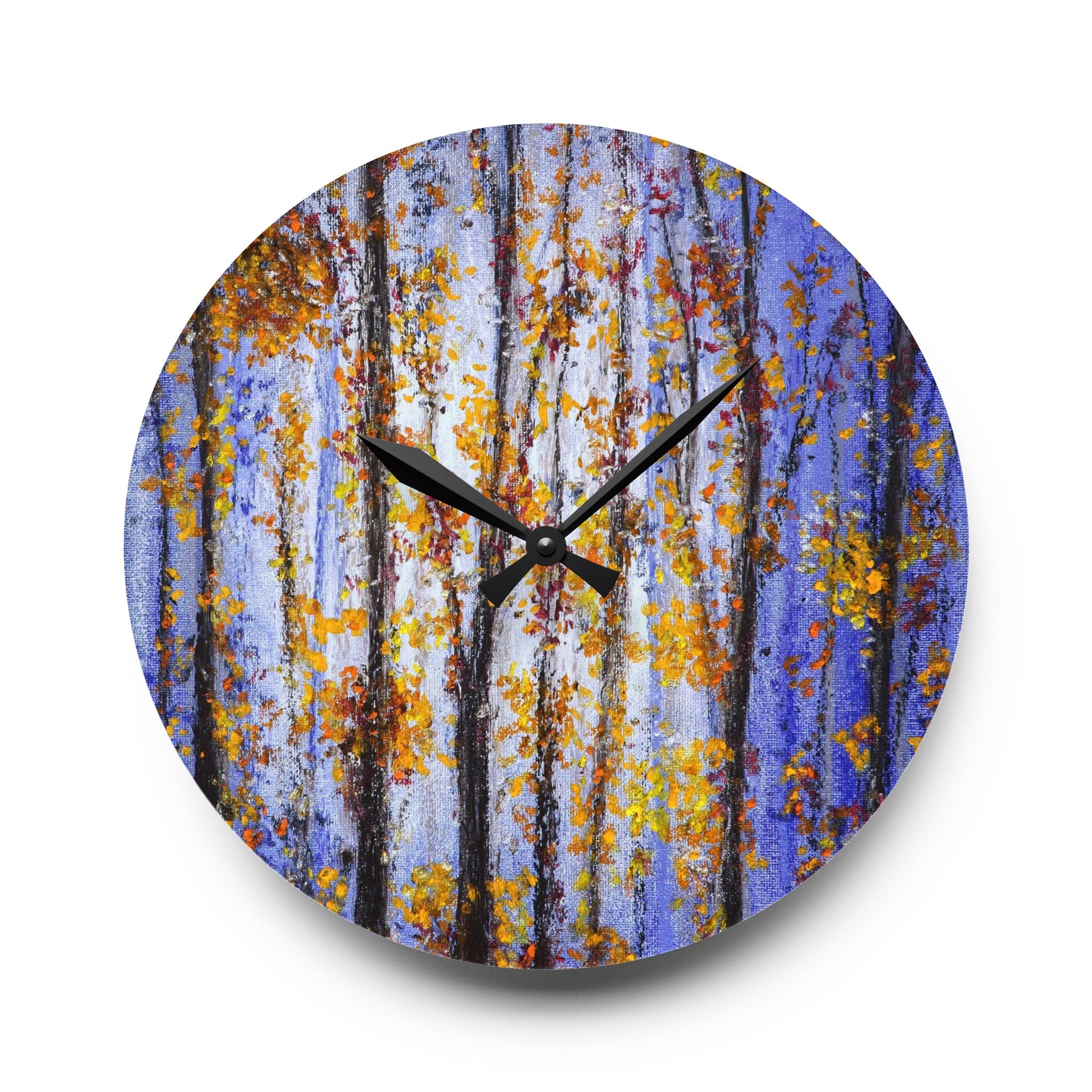 Acrylic Wall Clock — Autumn Aspen Forest Art Clock (Round)