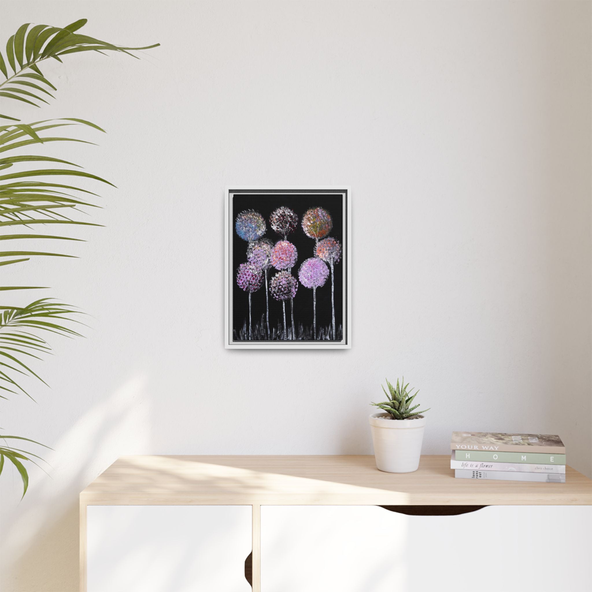 Framed Matte Canvas-Pastel Floral Art
