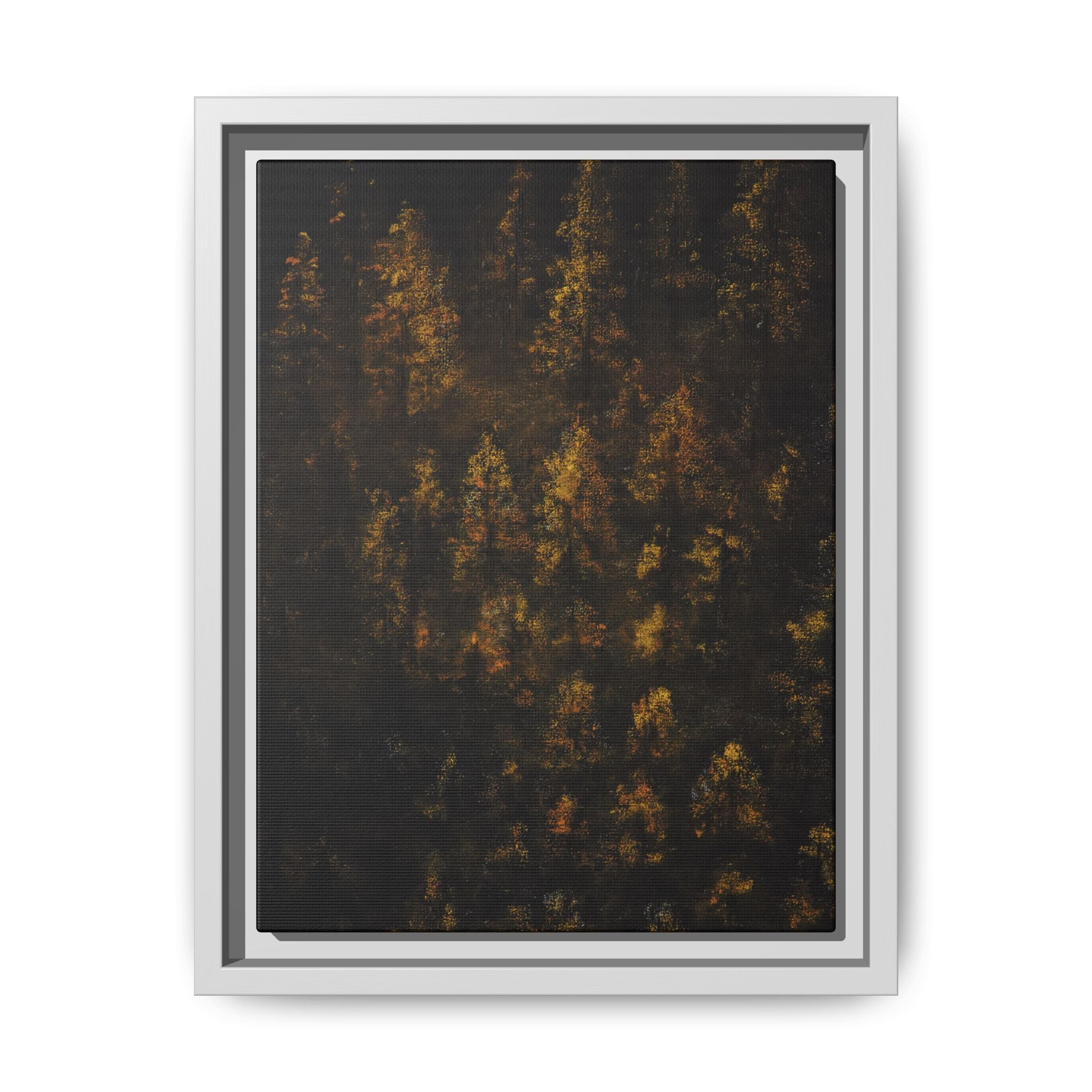 Framed Matte Canvas Forest Print — Golden Autumn Trees Wall Art