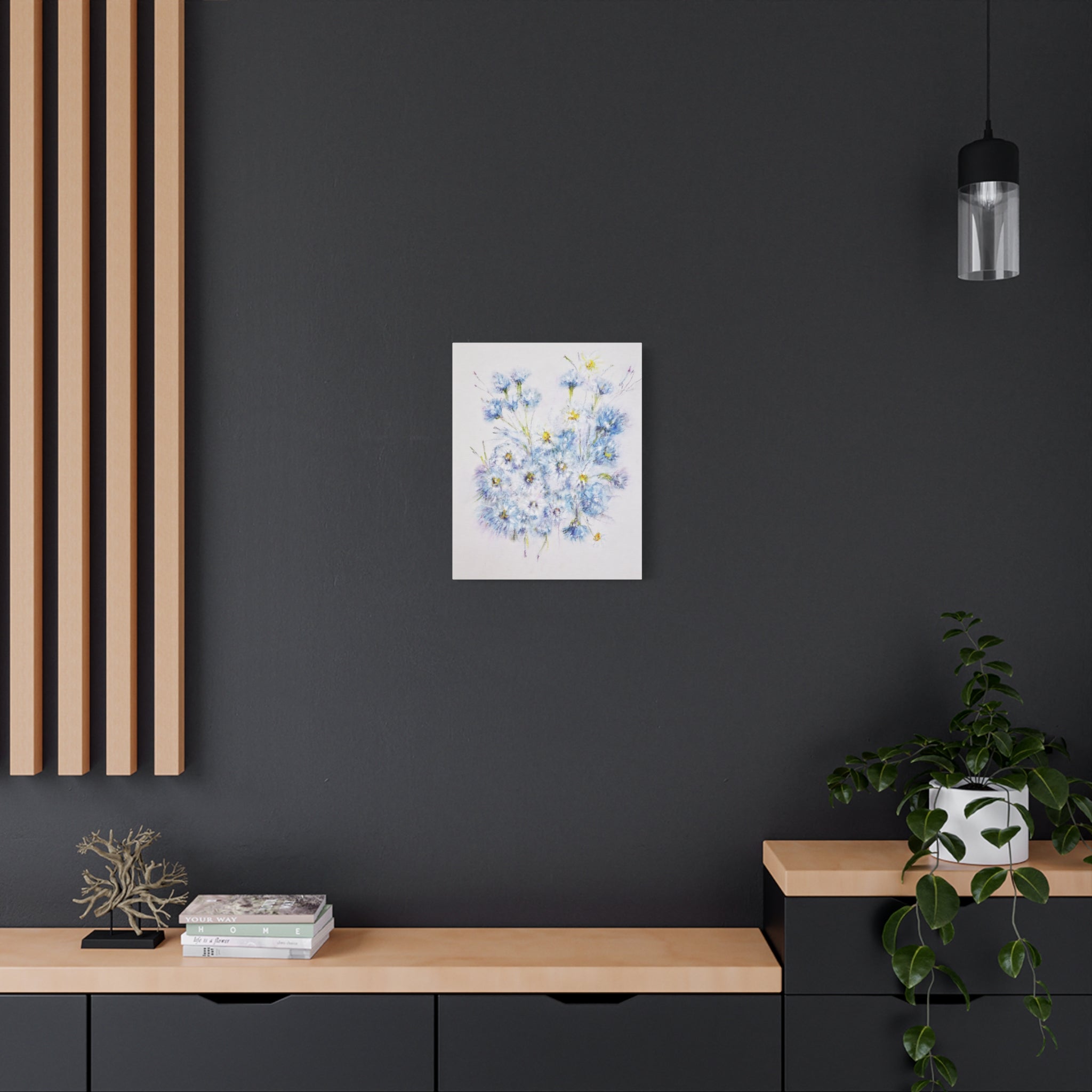 Blue Wildflower Bouquet Matte Canvas Wall Art — Stretched 1.25"