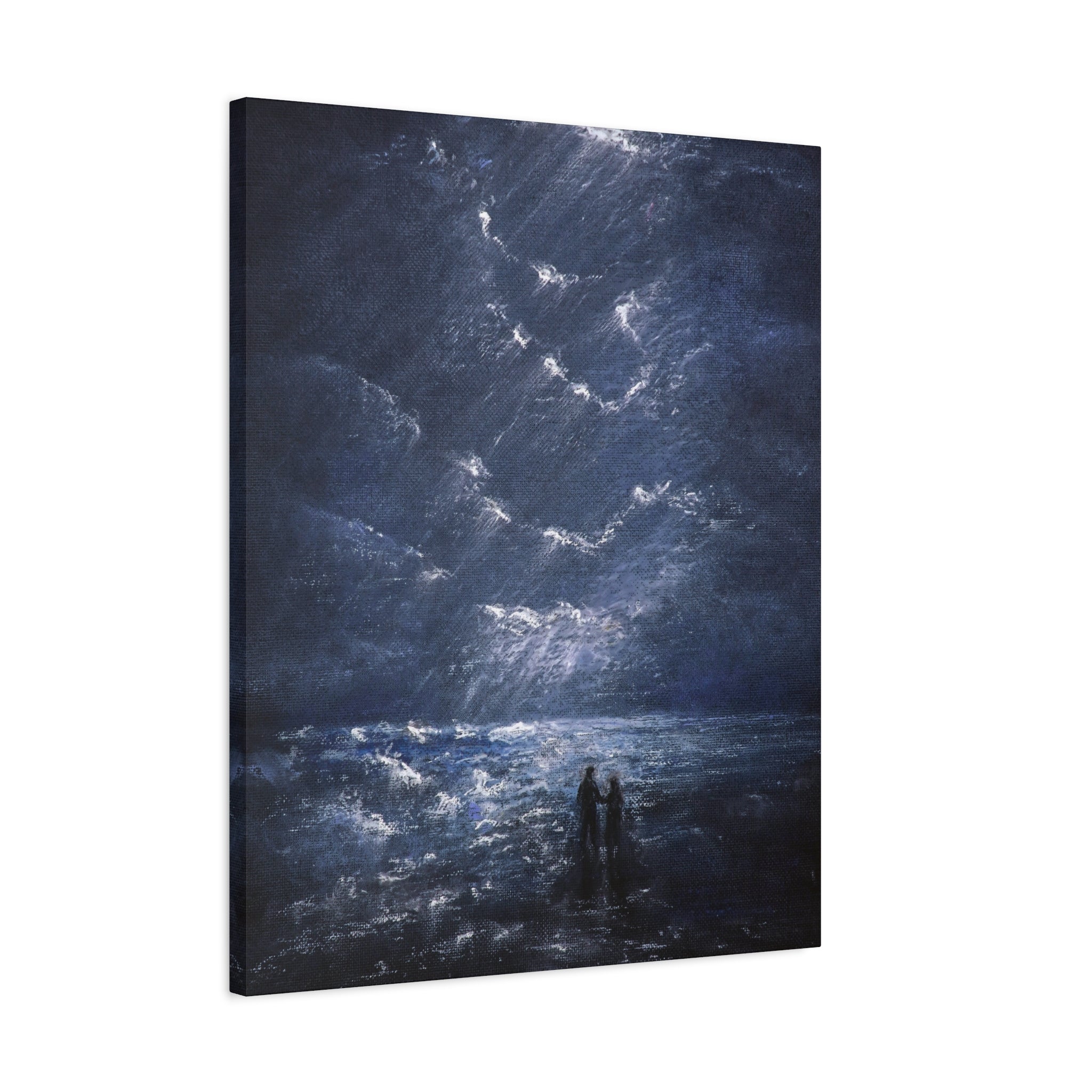Couple on Shore at Night, Matte Stretched Wall Decor