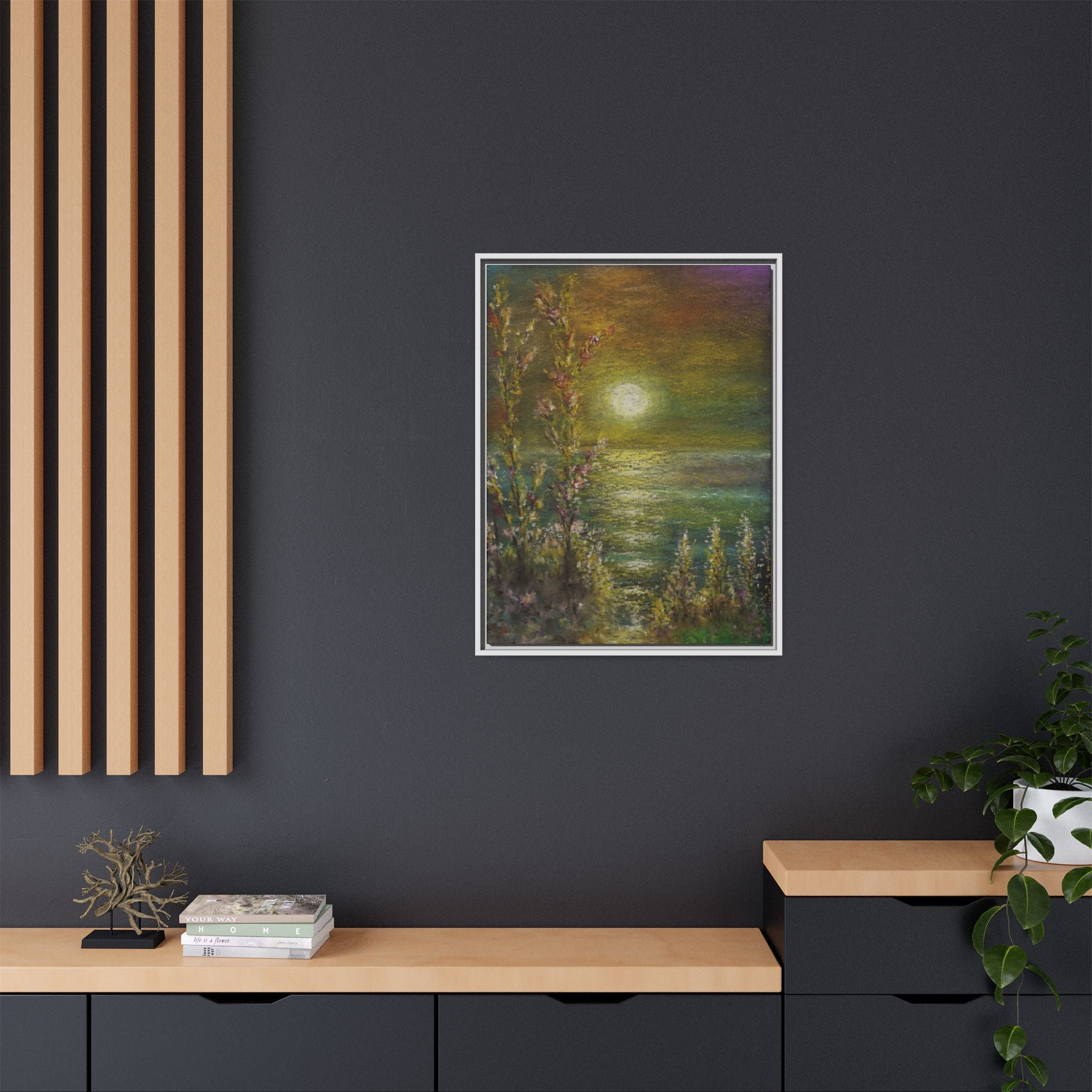 Framed Matte Canvas Print — Tranquil Moonlit Seascape
