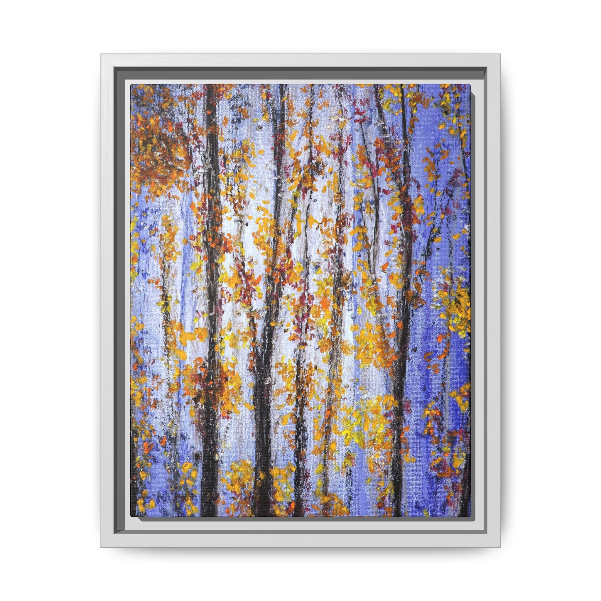 Framed Matte Canvas Art – Autumn Aspen Trees Wall Print