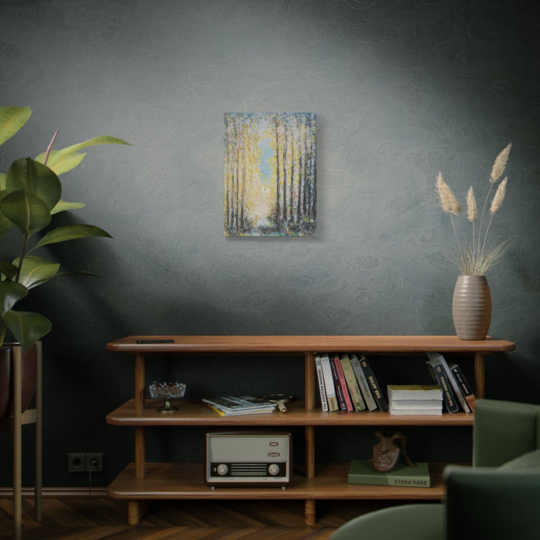 Forest Light Matte Canvas Print — Tranquil Birch Tree Wall Art