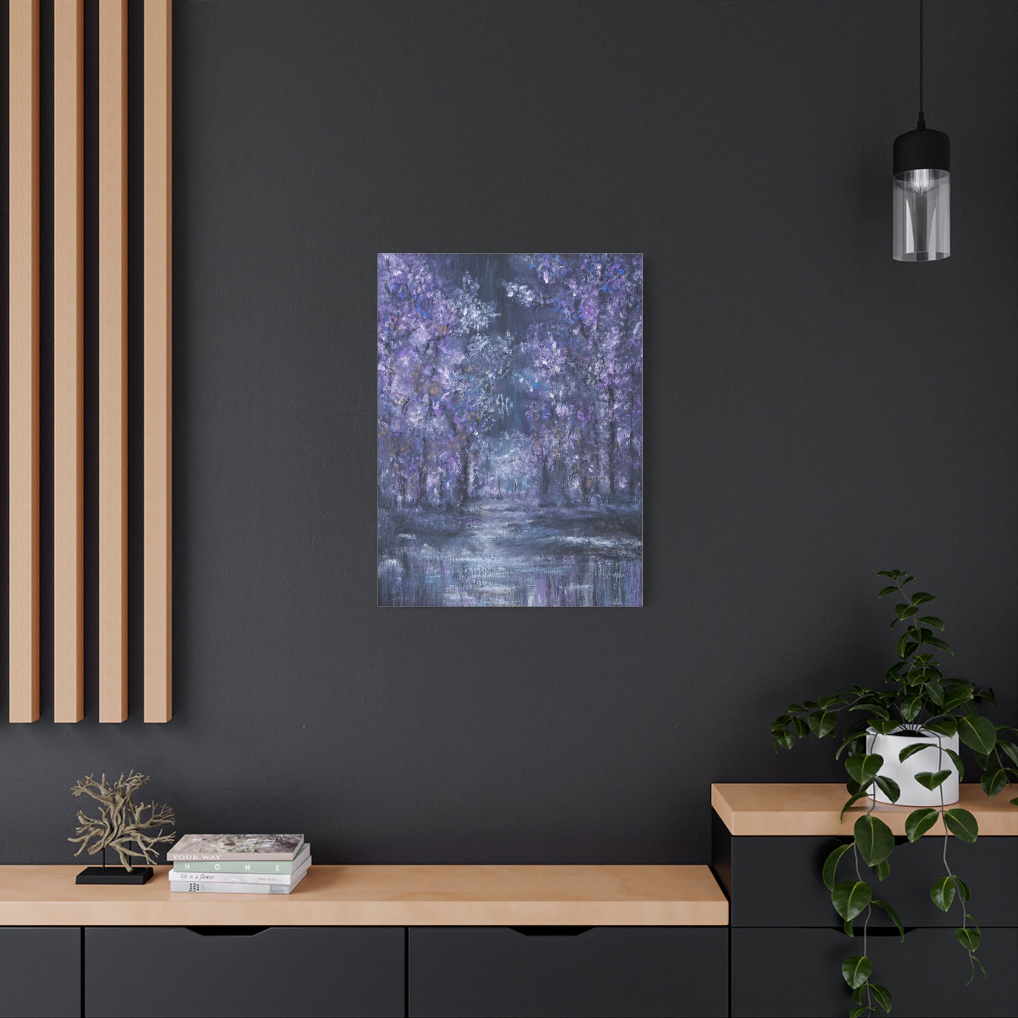 Purple Twilight Forest Matte Canvas Wall Art — Stretched 1.25"