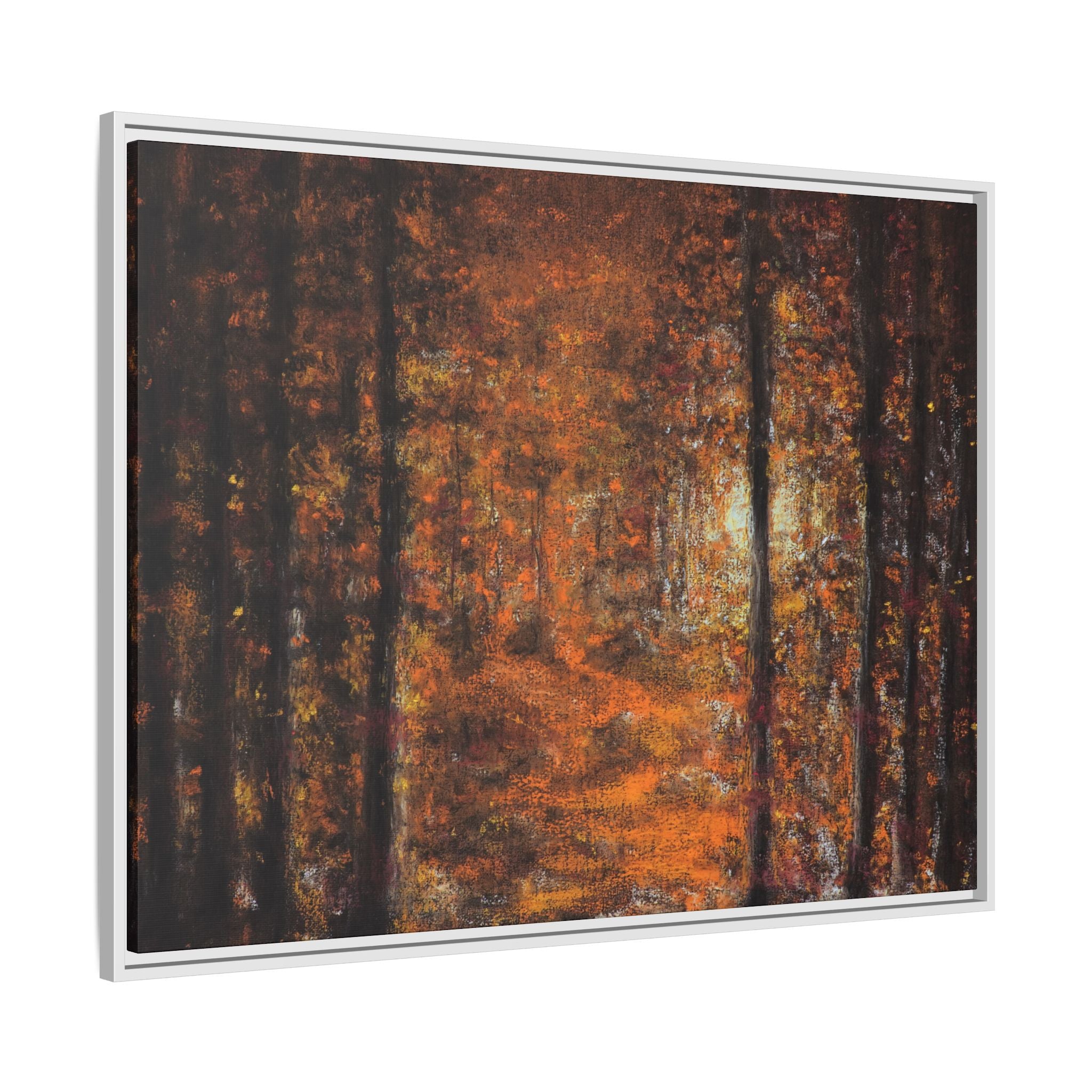 Autumn Forest Path Matte Canvas Framed Wall Art