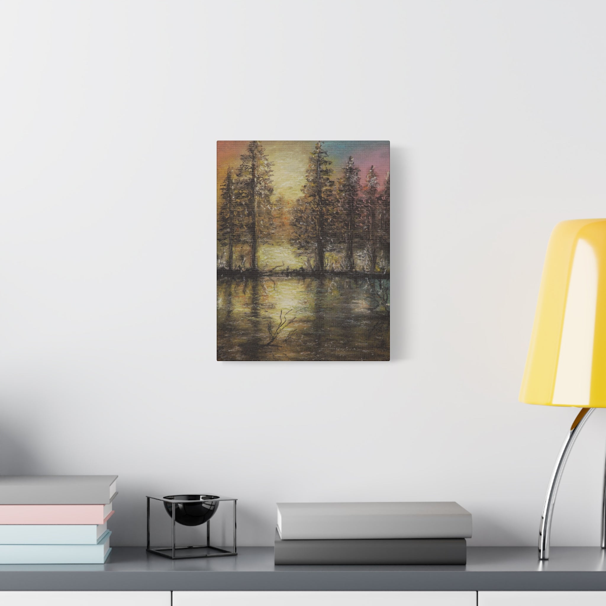 Sunset Forest Reflection Canvas Print