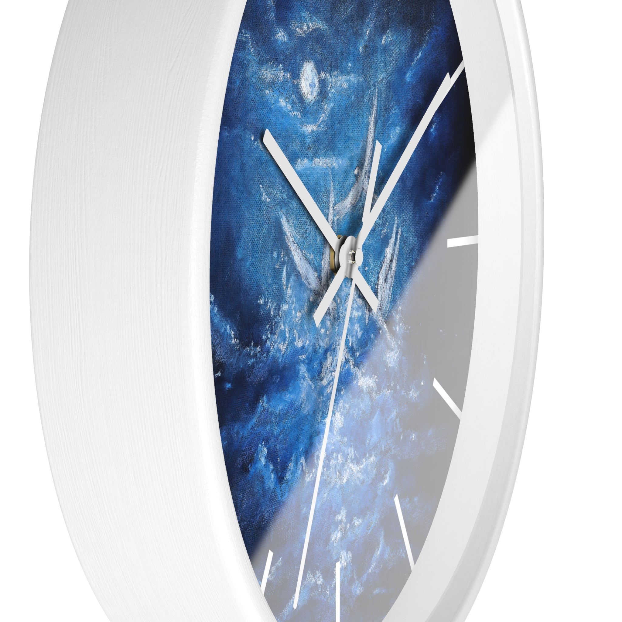 Blue Ocean Birds Wall Clock – Moonlit Sea White Birds Art