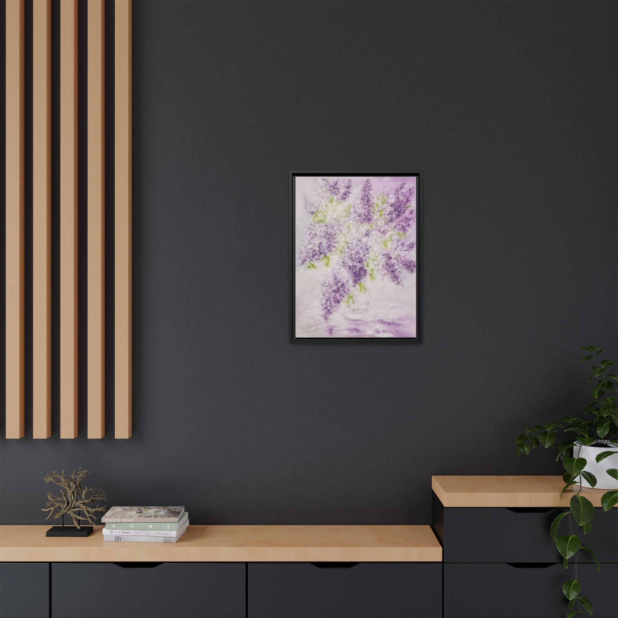 Framed Lilac Canvas Print — Matte Floral Wall Art