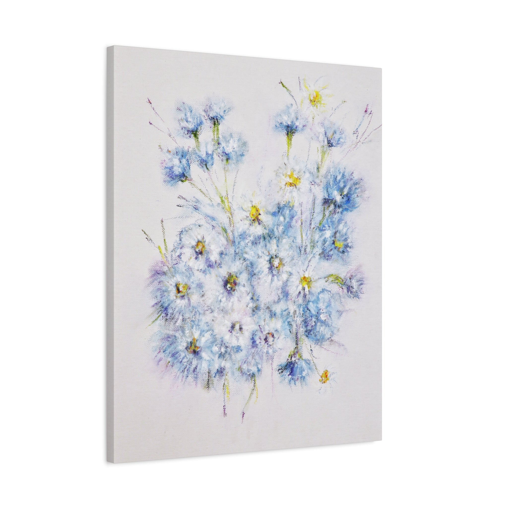 Blue Wildflower Bouquet Matte Canvas Wall Art — Stretched 1.25"