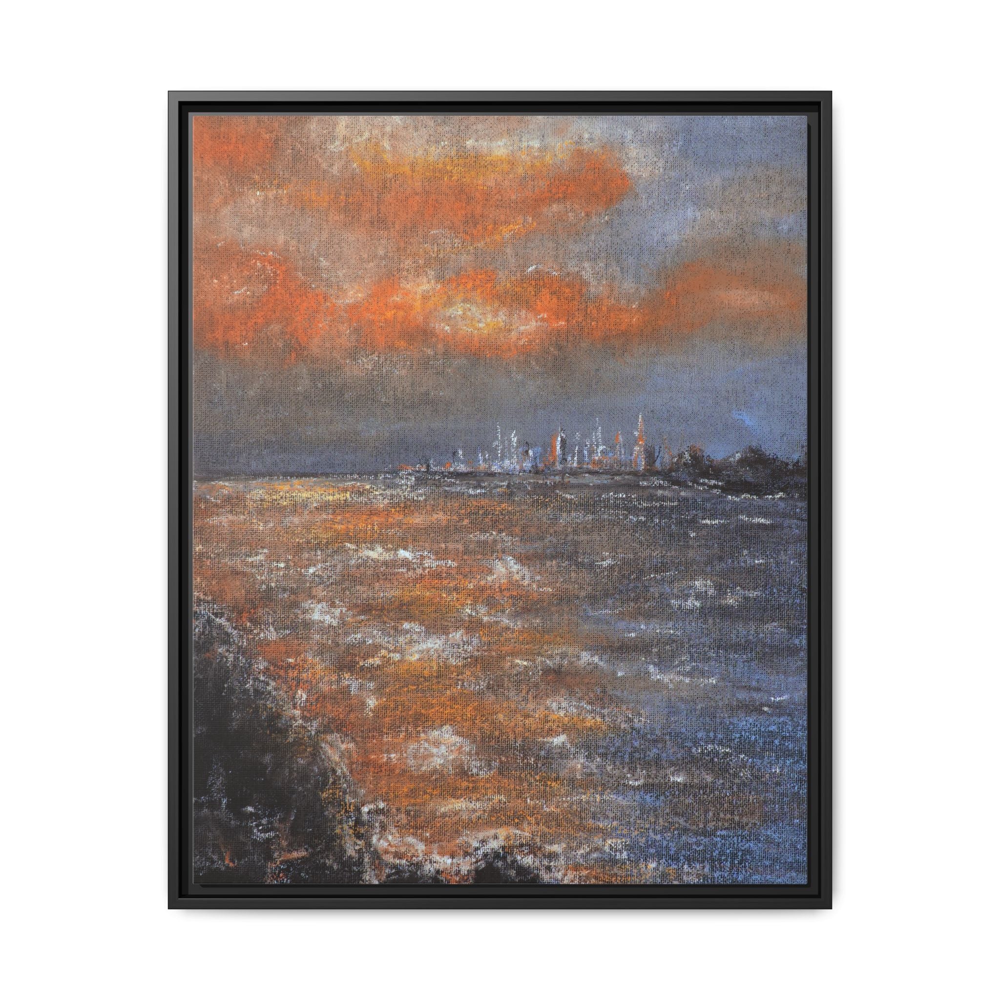 Framed Matte Canvas Print — Coastal Sunset Seascape