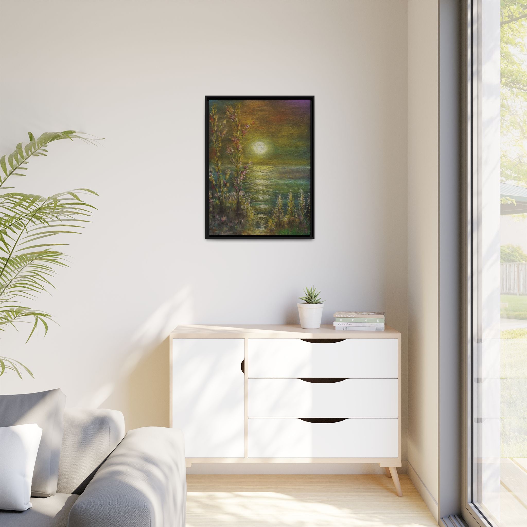 Framed Matte Canvas Print — Tranquil Moonlit Seascape