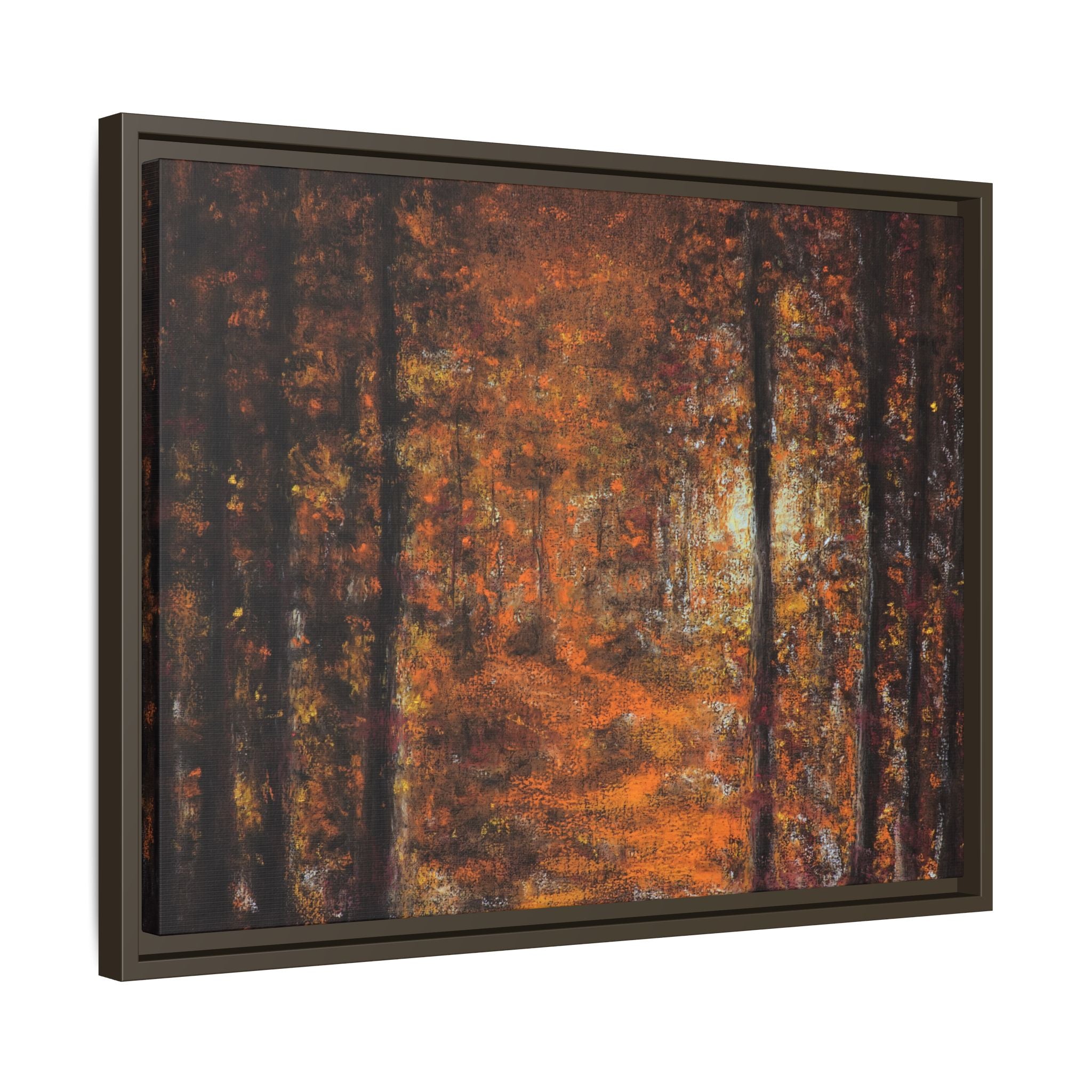 Autumn Forest Path Matte Canvas Framed Wall Art
