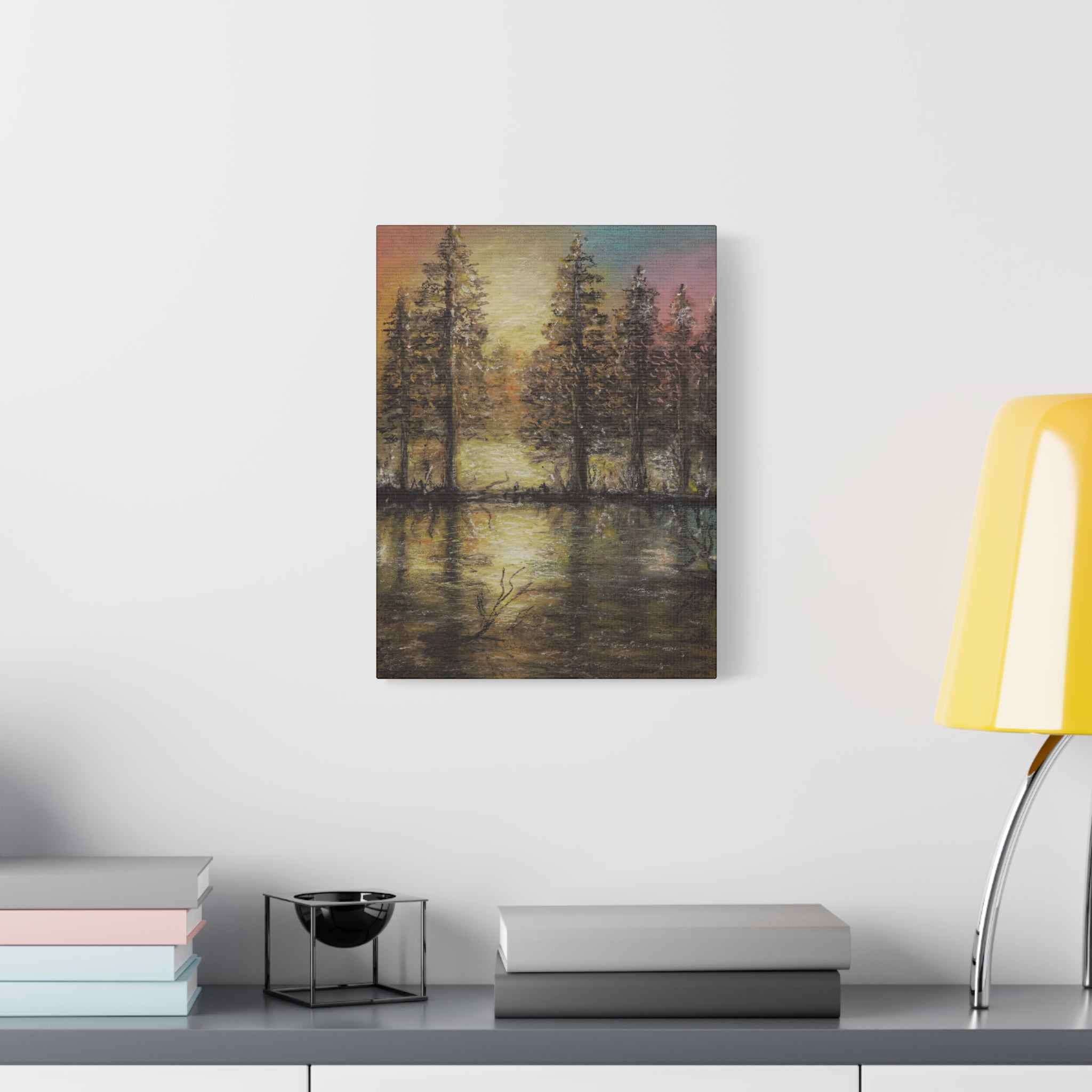 Sunset Forest Reflection Canvas Print