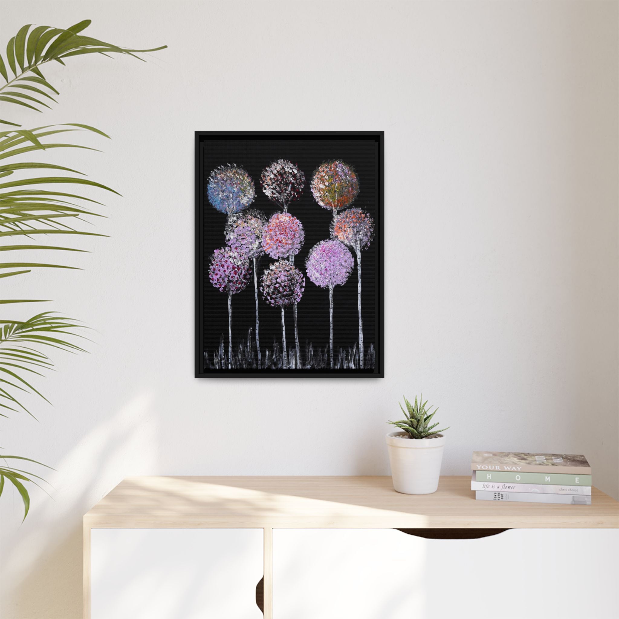 Framed Matte Canvas-Pastel Floral Art