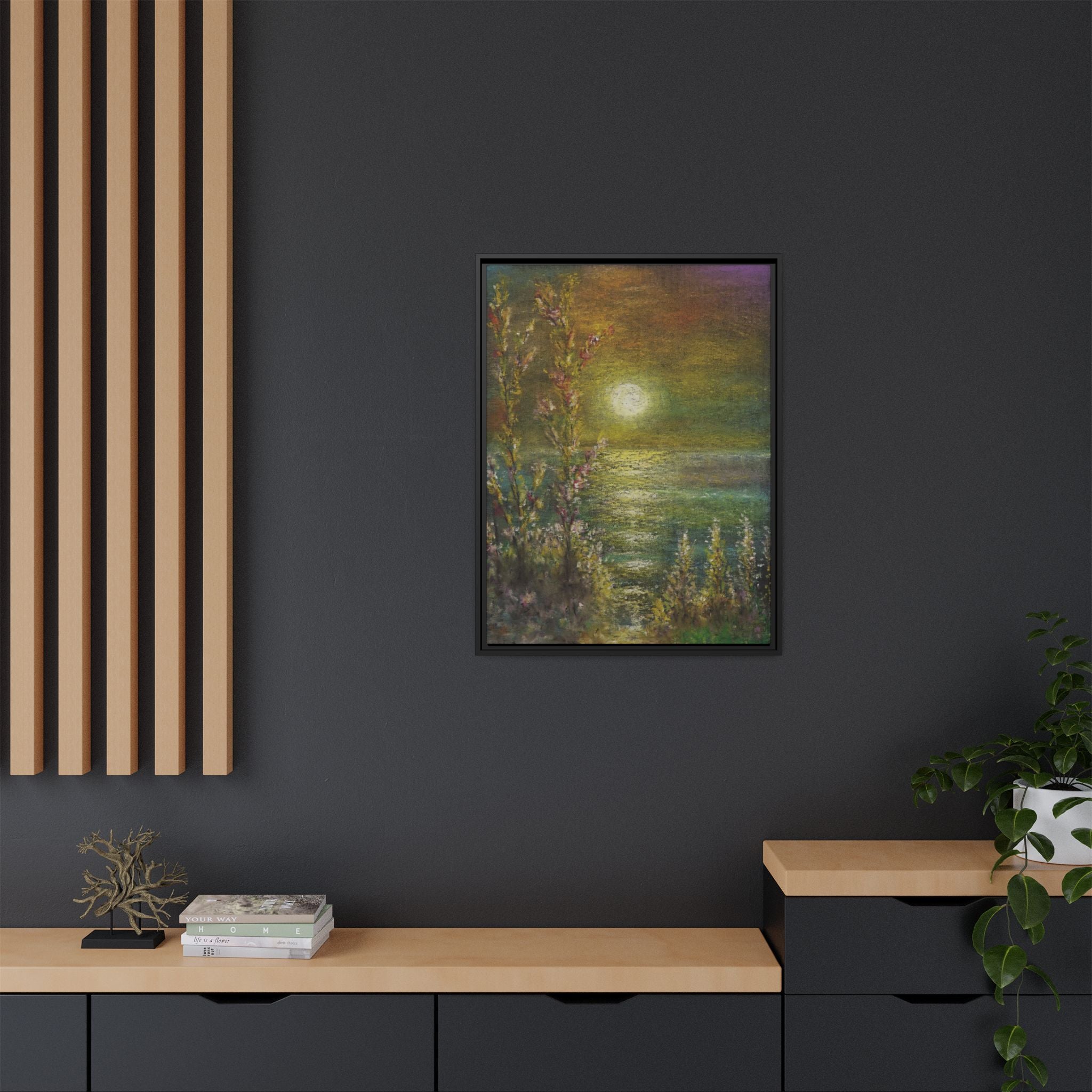 Framed Matte Canvas Print — Tranquil Moonlit Seascape