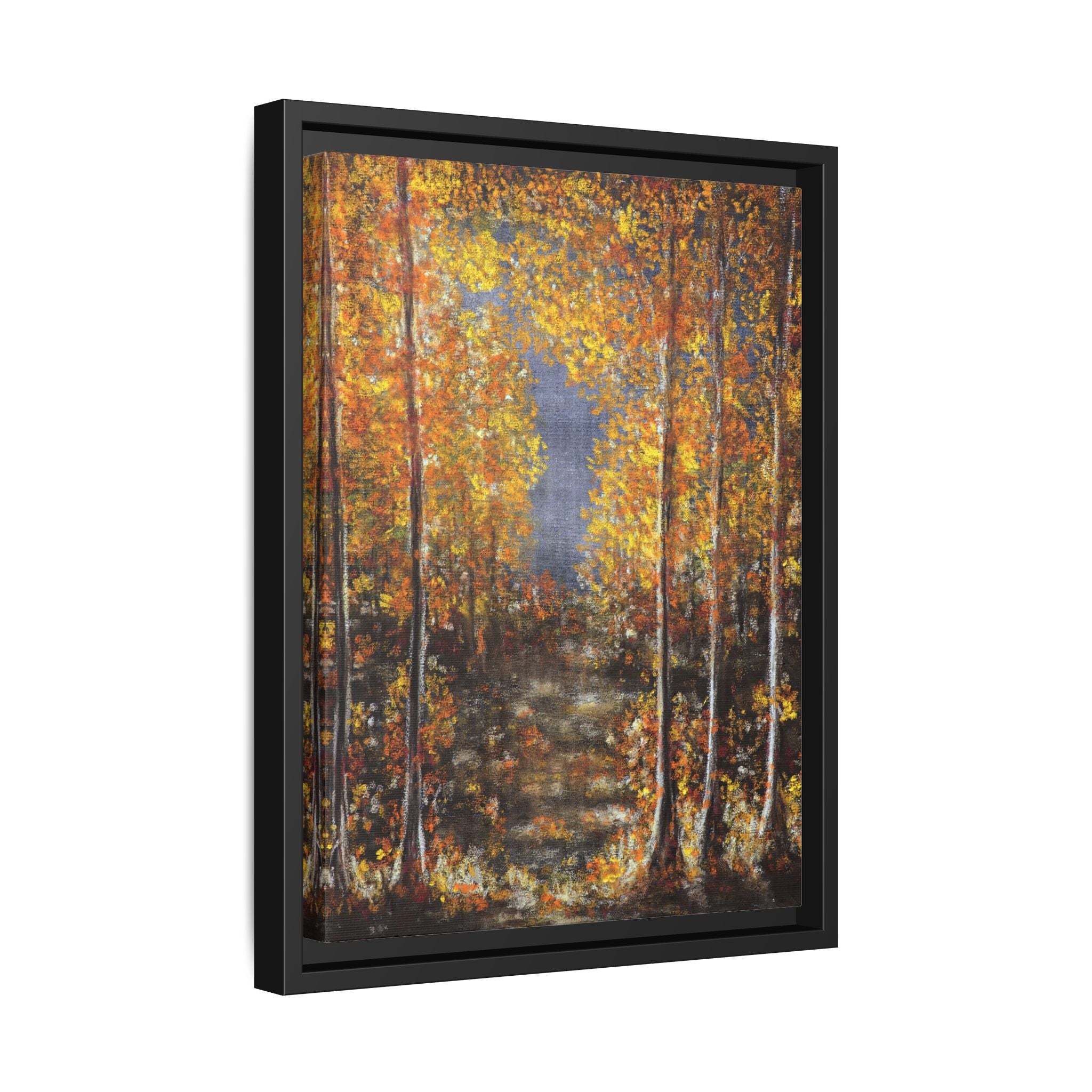 Framed Canvas Art - Autumn Forest Trees Landscape