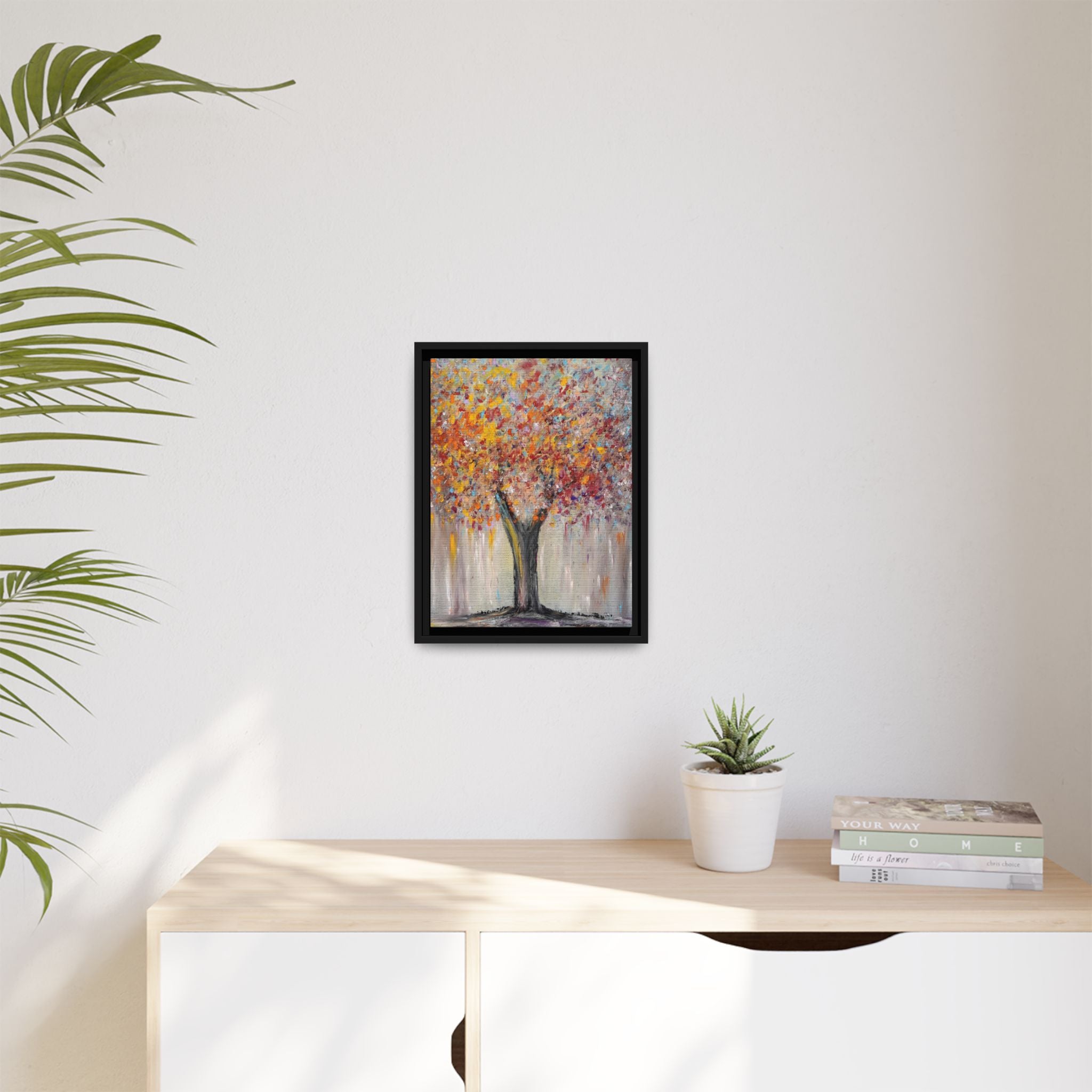 Framed Matte Canvas - Colorful Abstract Tree Wall Art