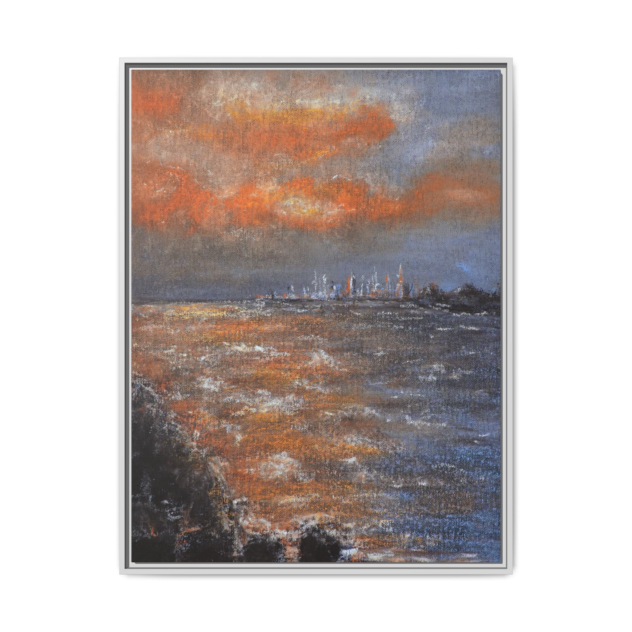 Framed Matte Canvas Print — Coastal Sunset Seascape
