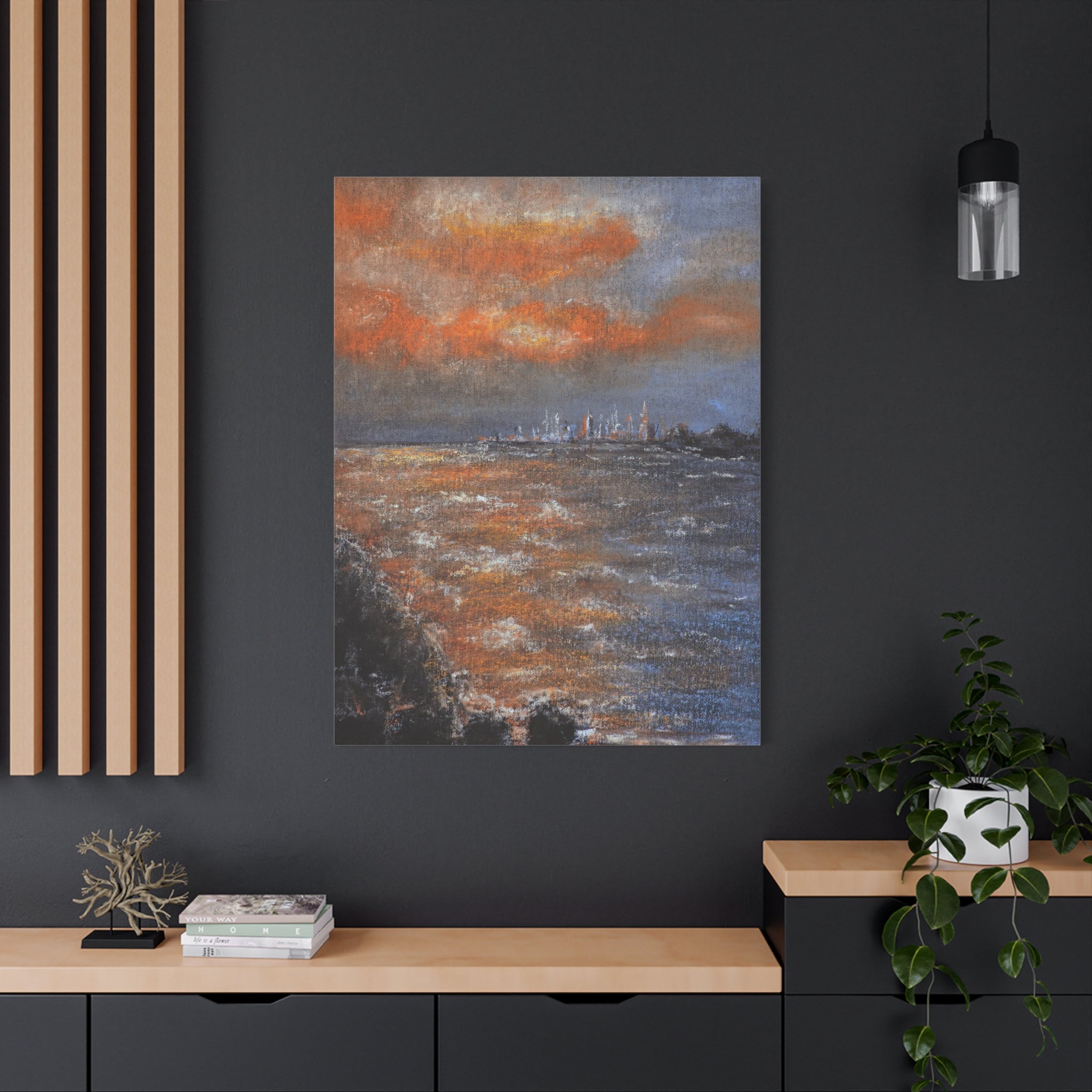 Sunset Coastal Canvas Wall Art — Stretched Matte Landscape Print