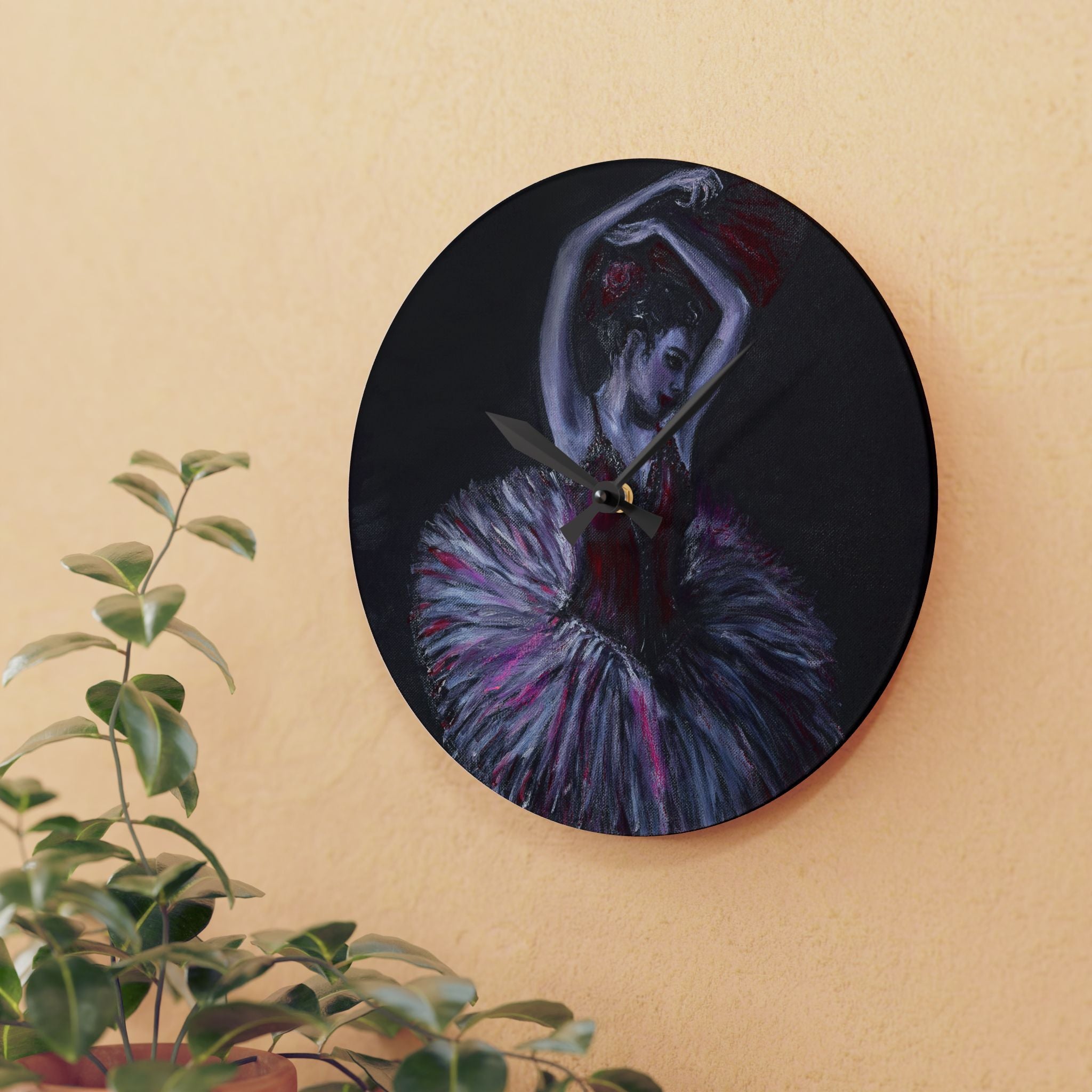 Ballerina Acrylic Wall Clock — Elegant Ballet Dancer Wall Art Timepiece