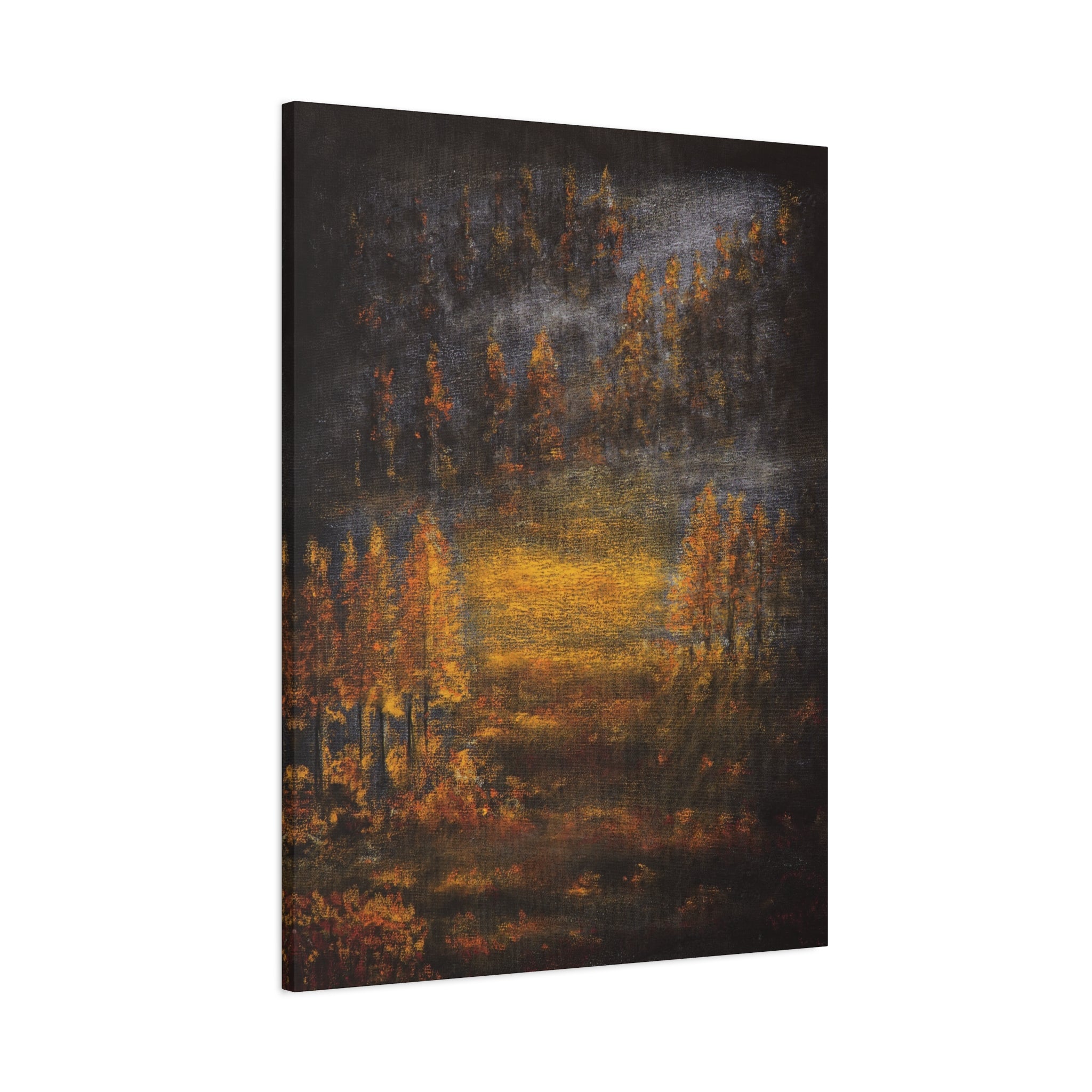 Autumn Mist Canvas Wall Art — Golden Forest Landscape, Matte Stretched Print