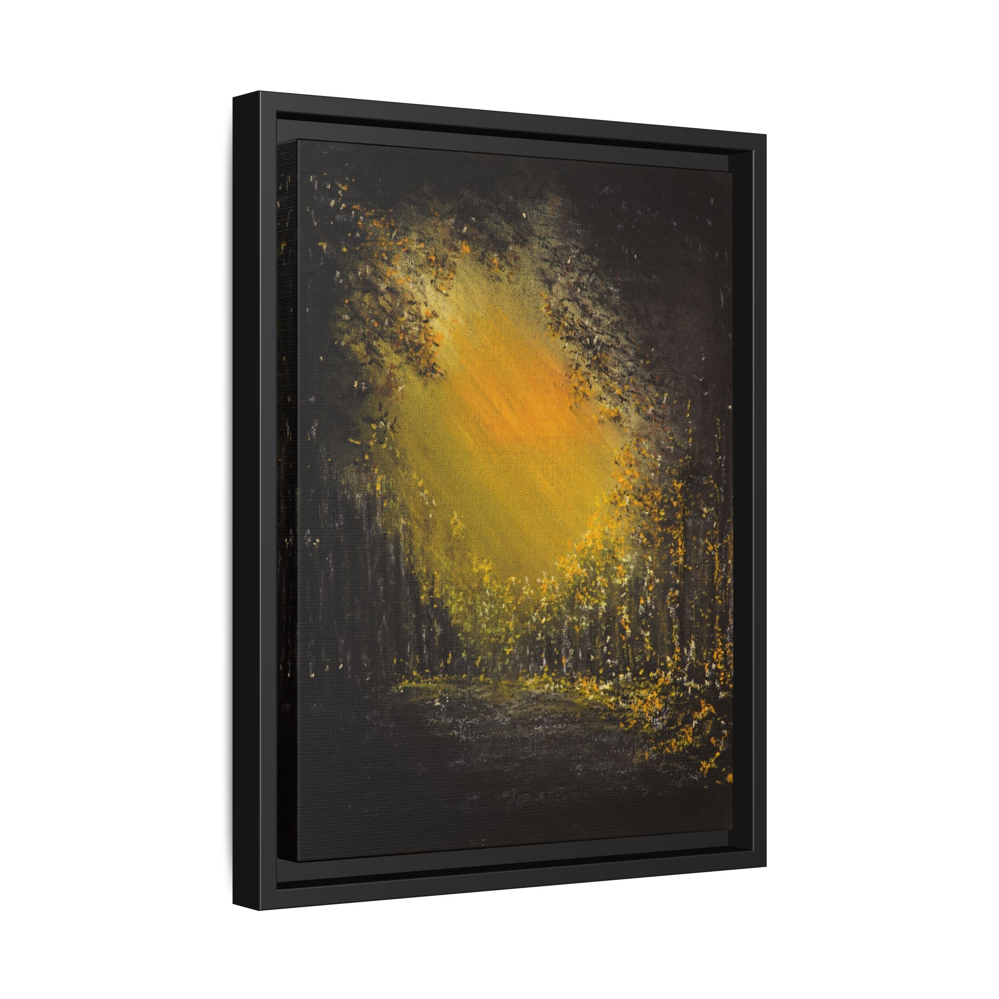Framed Matte Canvas Wall Art — Golden Forest Glow