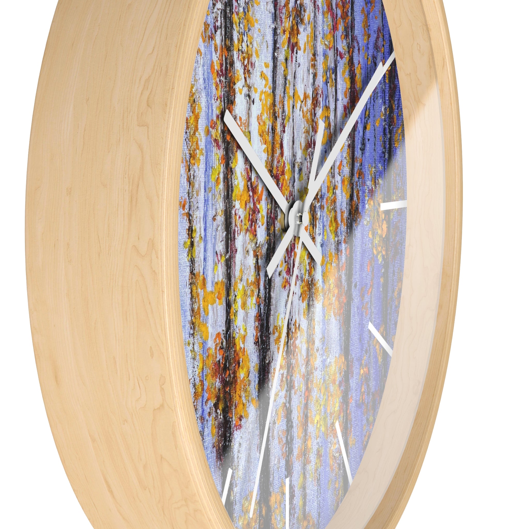Autumn Aspen Wall Clock — Forest Birch Trees Fall Leaves Decorative Clock